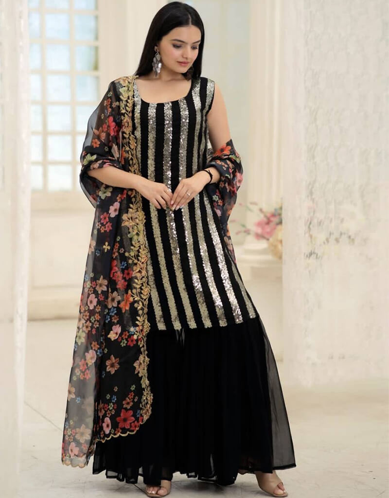 Stylish Black Faux Blooming Palazzo Suit for Women - Elegant Wide Leg Jumpsuit with Floral Print - Perfect for Summer Vacations, Beach Parties & Casual Outings