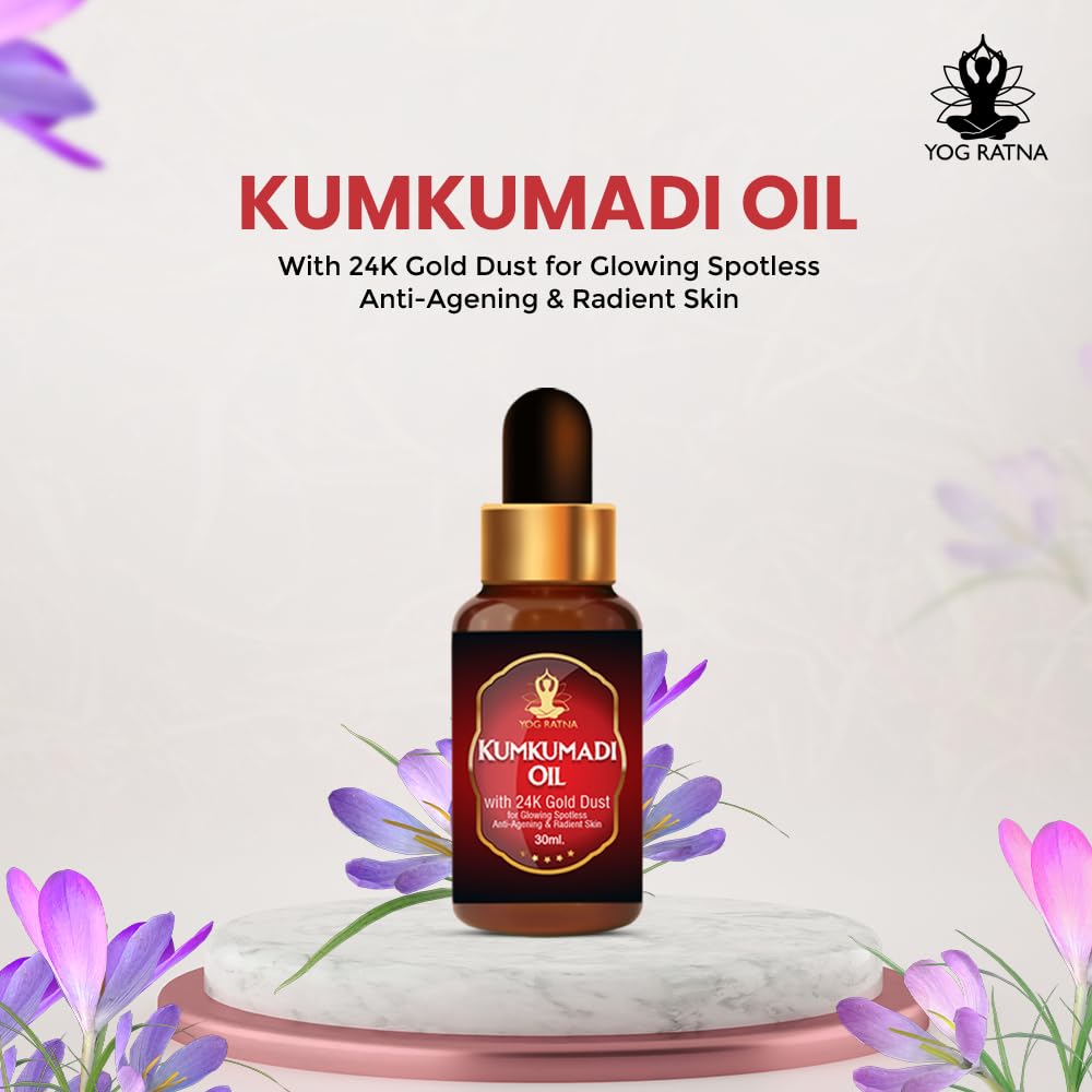 Kumkumadi Essential Oil for Skin Lightening & Dark Circle Removal - Brightens Dark Spots, Evens Skin Tone, Promotes Glowing Complexion - 30ml | Perfect for Nighttime Skincare Routine & Anti-Aging Treatment