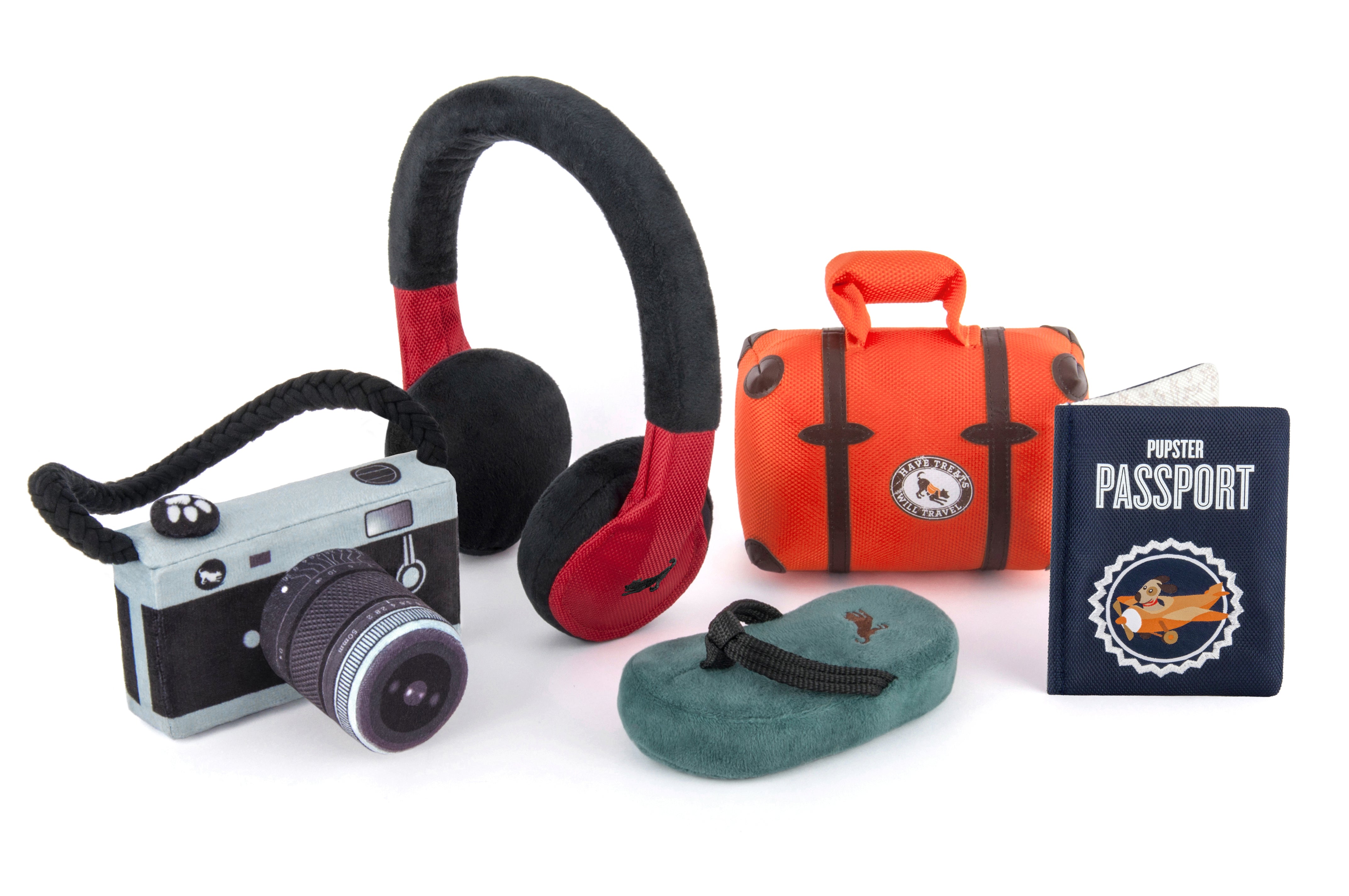 Globetrotter Plush Dog Toy - La Maleta Travel-Themed Chew Toy for Dogs | Pet P.L.A.Y. | Perfect for Travel, Playtime & Cuddling