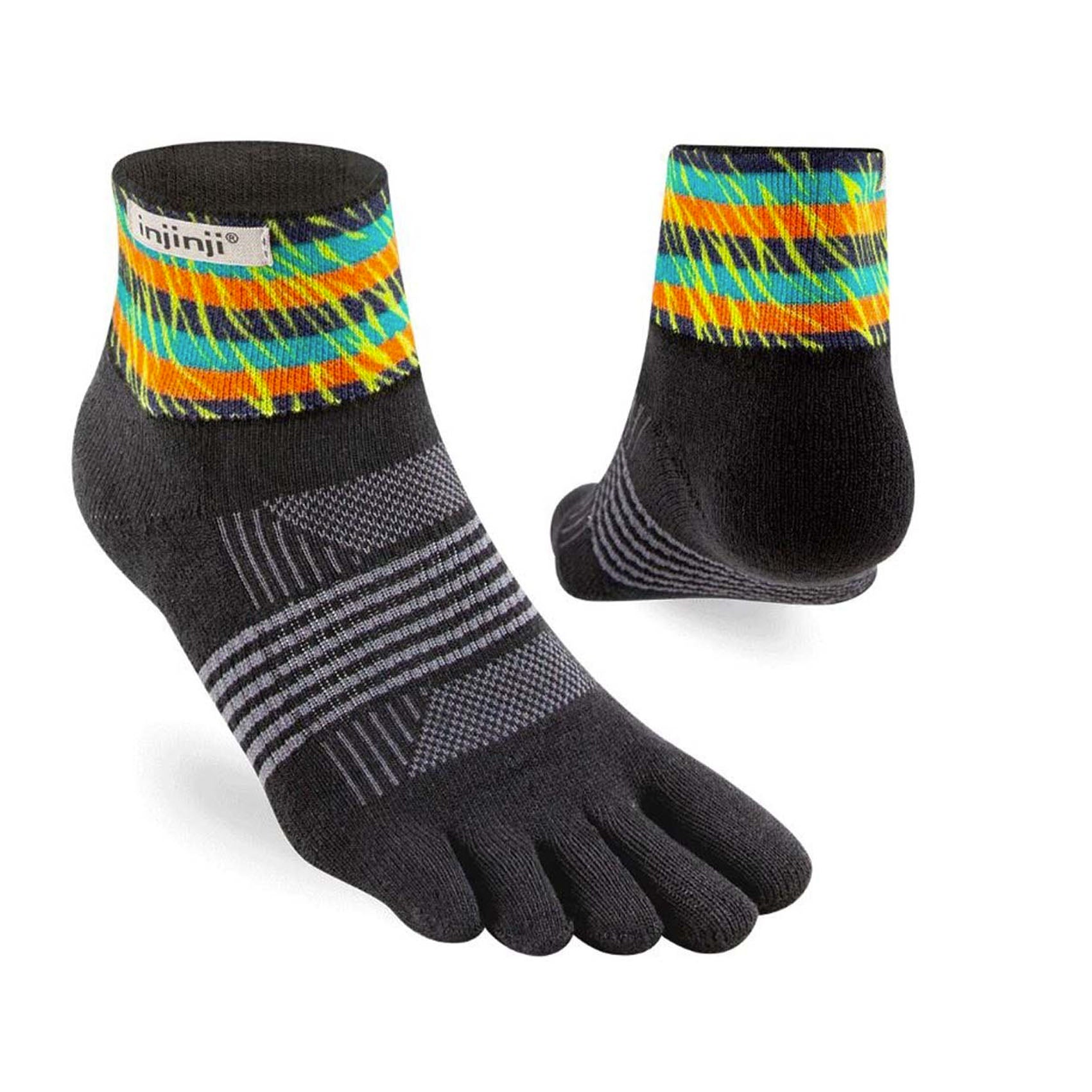 Women's Injinji Trail Spectrum Midweight Mini Crew Socks - Toe Socks for Hiking, Running & Outdoor Activities - Breathable & Cushioned Performance Socks for Trail Runners & Athletes