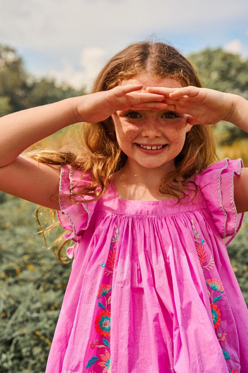 Nellystella Chloe Candy Grape Girls' Dress - Cute & Stylicious Floral Print Party Dress for Toddler Girls 1-5 Years | Perfect for Birthday Parties, Photo Shoots & Special Occasions