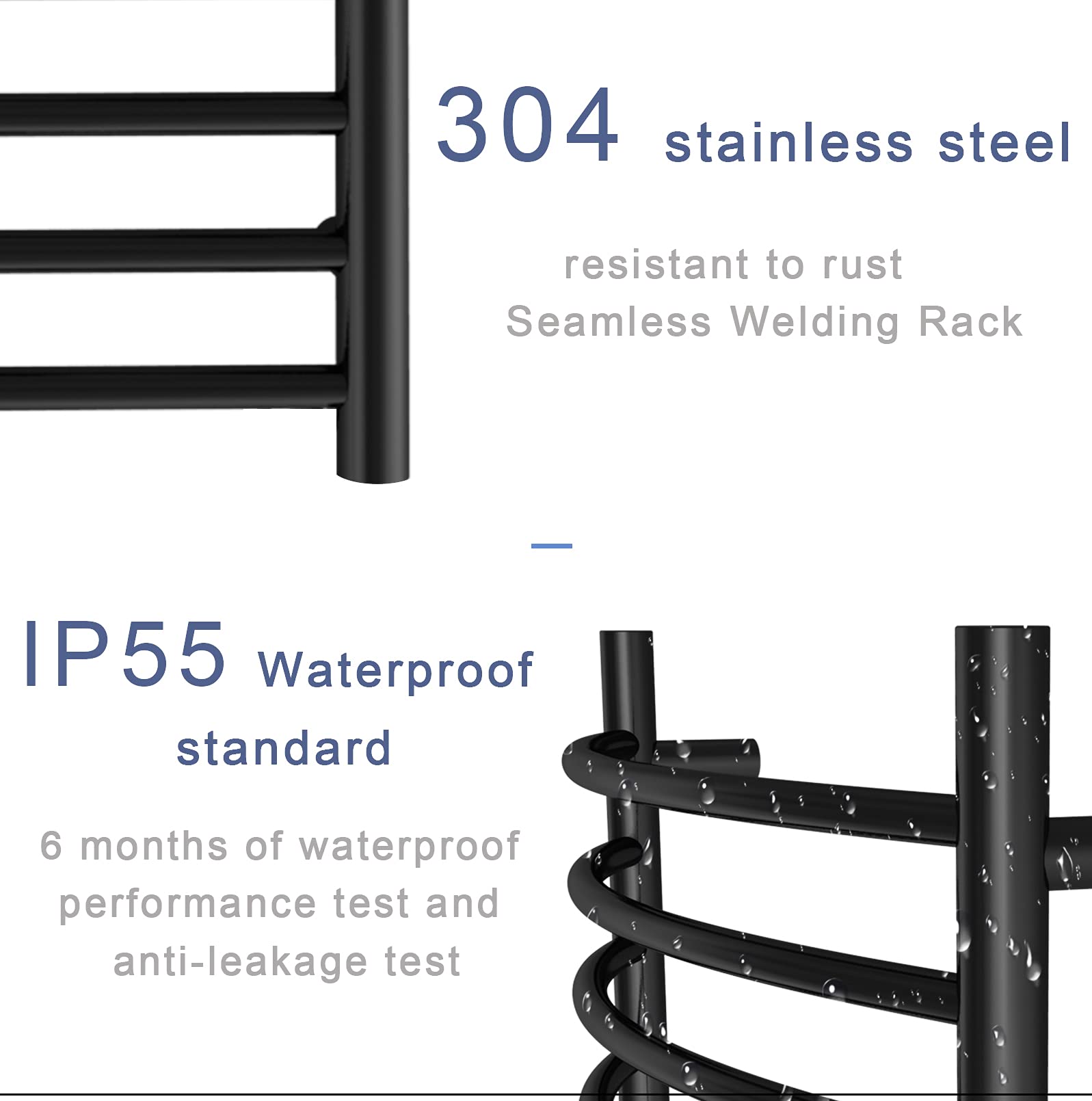 Electric Heated Towel Rack with Timer - Wall Mounted Bathroom Towel Warmer, Hardwired or Plug-in Options - Perfect for Spa-Like Luxury in Homes & Hotels