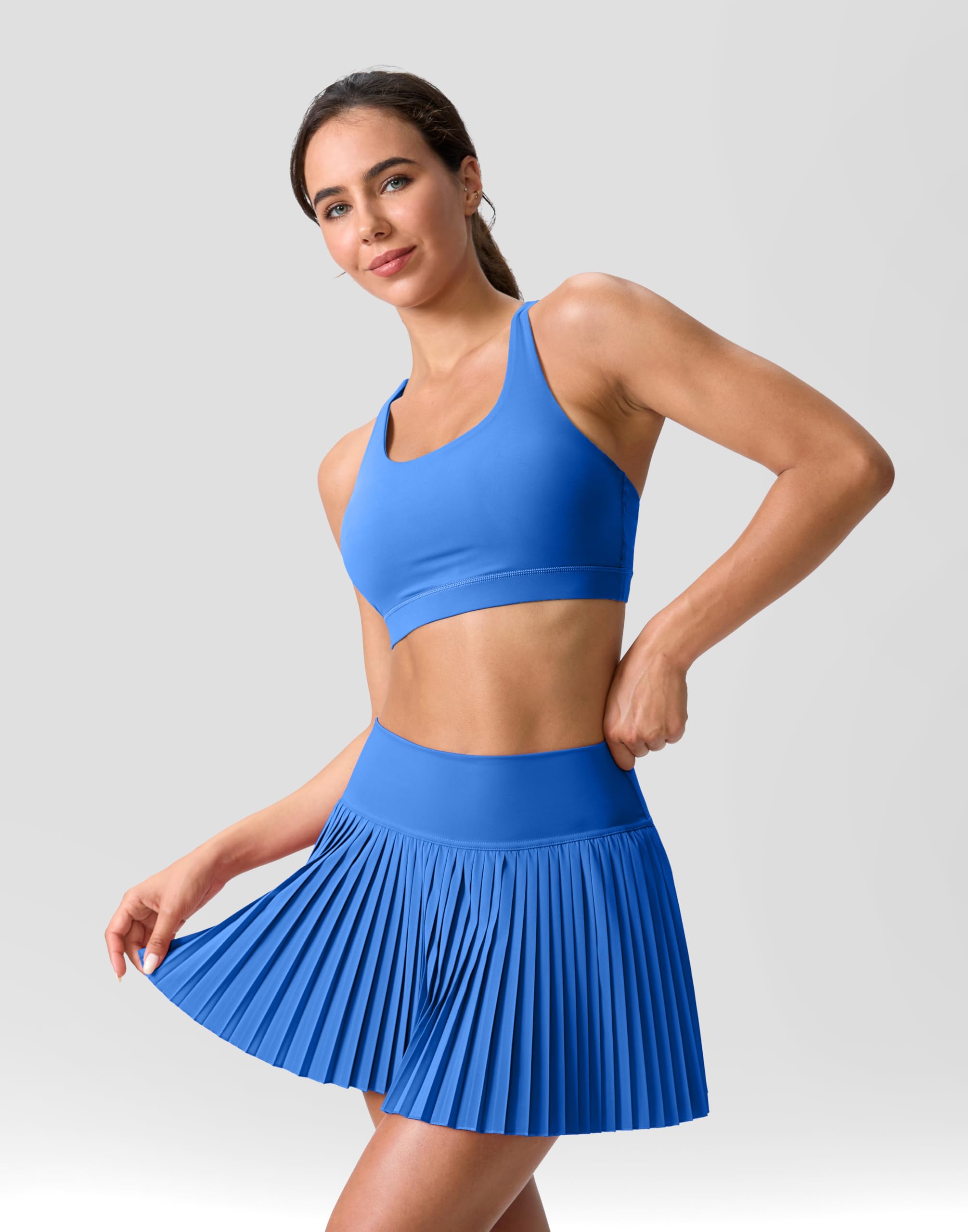 SANTINY Women's Pleated Tennis Skirt with Pockets - High Waisted Athletic Skort for Golf, Running & Workout - Lightweight & Comfortable for Sports & Casual Wear