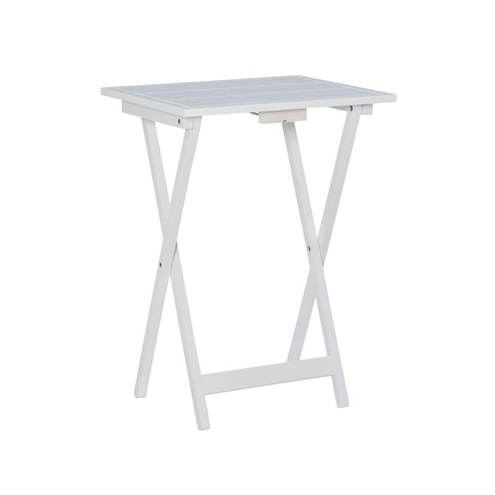 Pemberly Row Traditional 5-Piece Wooden Tray Table Set - Whitewashed Finish | Perfect for Living Room, Patio & Small Space Decor