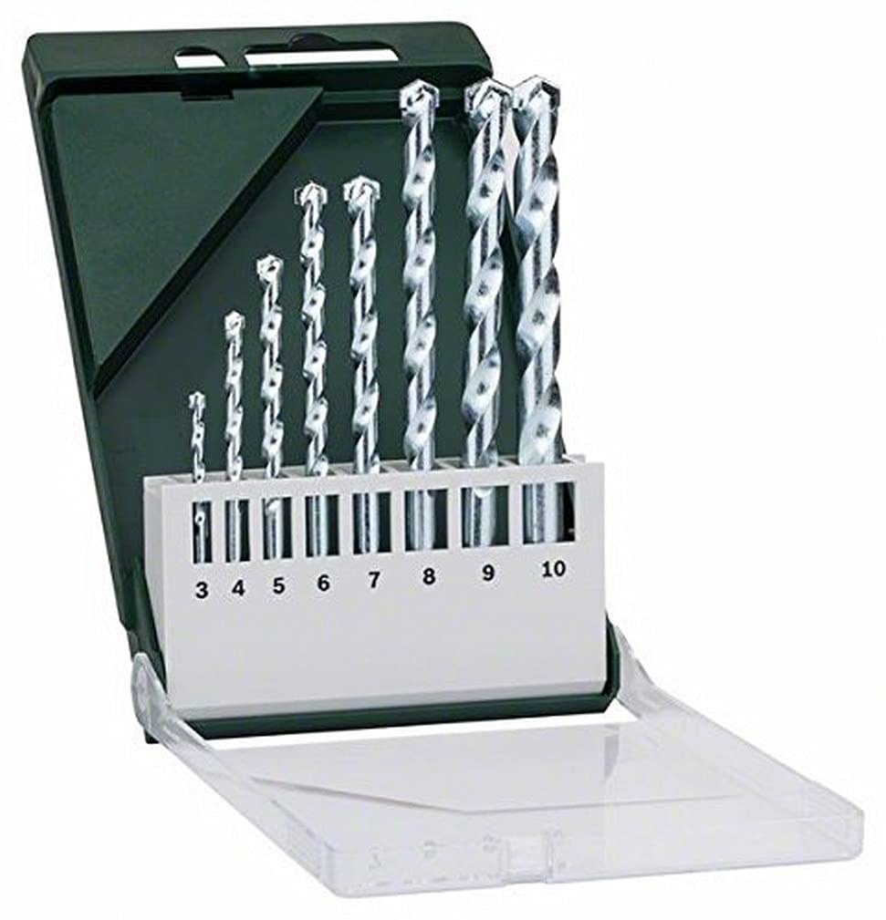Bosch 8-Piece Masonry Drill Bit Set for Stone, Brick & Concrete - 3-10mm Diameter - Compatible with Drill Drivers - Perfect for Home DIY Projects & Professional Construction Work