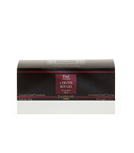 DAMMANN FRERES - FOUR RED FRUITS TEA - PACK OF 4 x 24 CRYSTAL WRAPPED TEA BAGS | Premium Loose Leaf Tea for Relaxation & Afternoon Tea Time