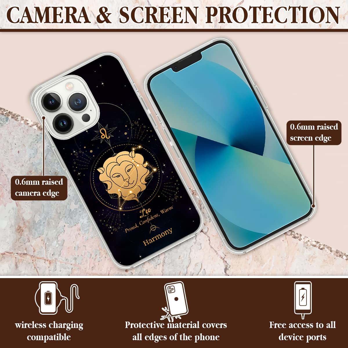 Custom Zodiac Leo Sign Astrology Horoscope Phone Case for iPhone 16/15/14/13/12/11/XR/X/XS/8/7 Plus/Mini/Pro/Max - Personalized Birthday Gift for Astrology Lovers | Perfect for Daily Use, Parties & Gifts