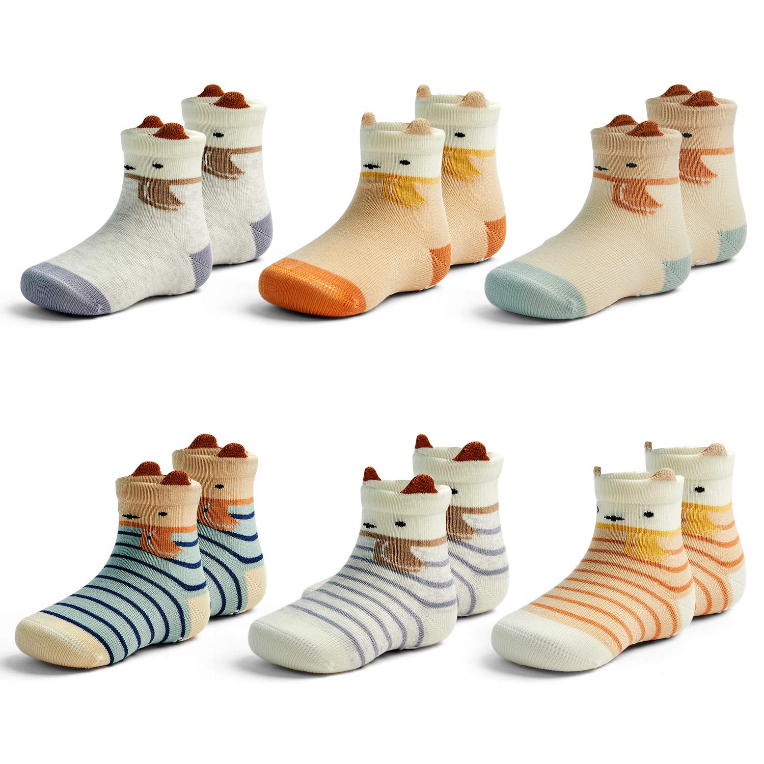 Moon Tree Baby Non-Slip Socks for Girls & Boys - Cotton Anti-Skid Knee Socks with Grips - Perfect for Crawling, Walking & Playtime