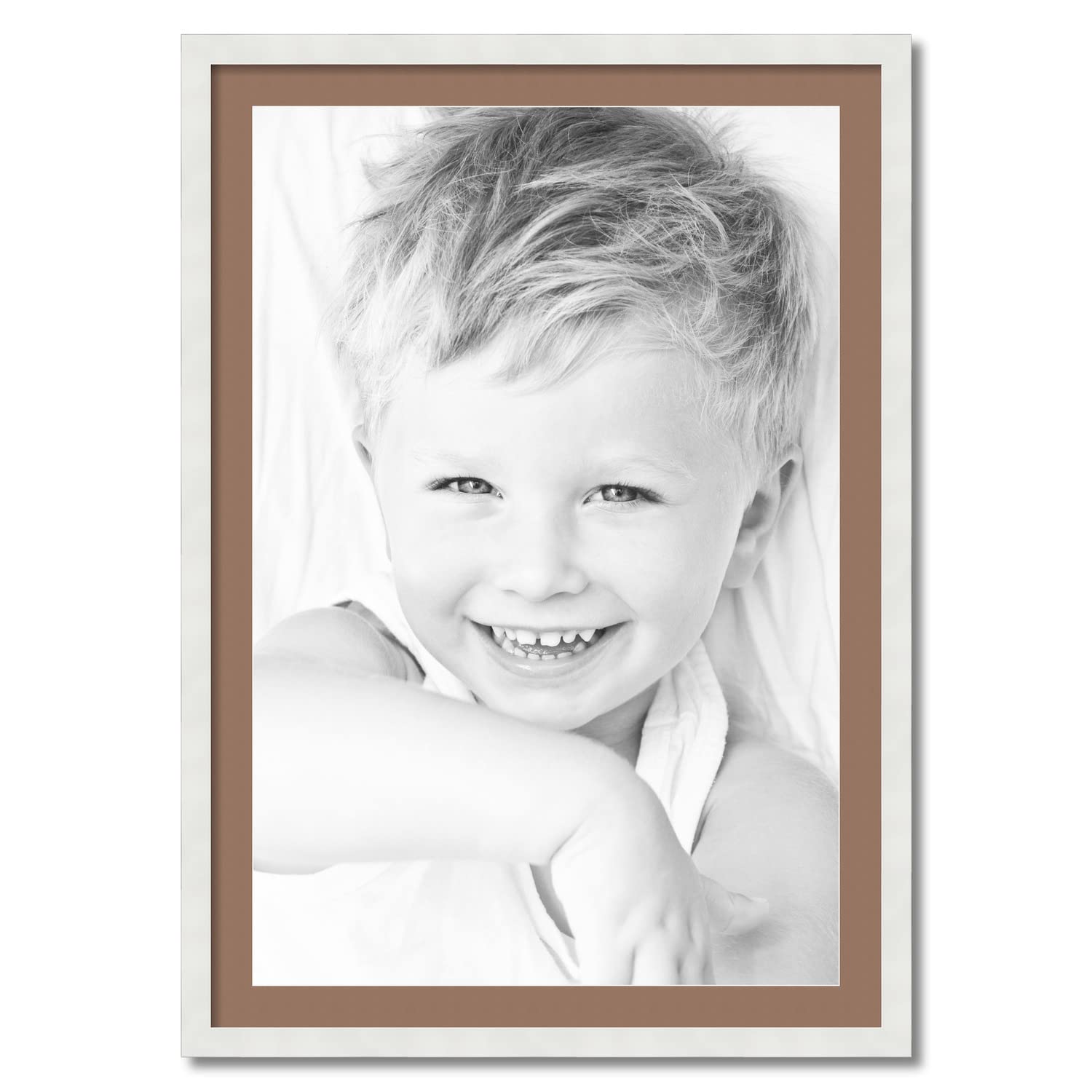 ArtToFrames 24x36 Inch Satin White Picture Frame with 2 Inch Single Sandpiper Mat - Premium Wall Decor for Photos, Posters & Artwork - Perfect for Living Room, Bedroom or Office Display