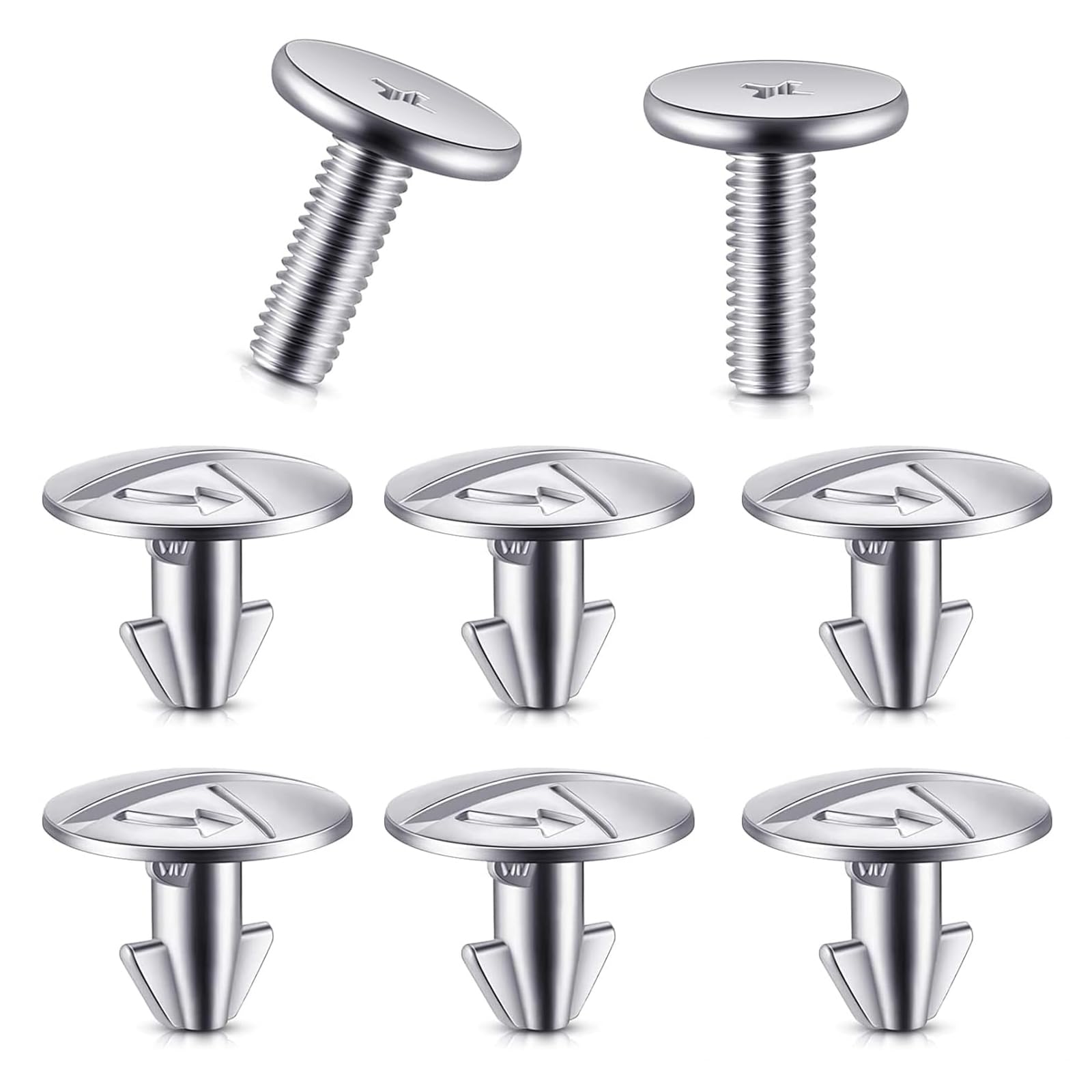 8 PCS Automotive Engine Cover Pin Screw Set - Lower Engine Radiator Splash Guard Hardware Bolts (90674-TY2-A01) - Compatible with Honda Civic, Accord, CRV - Silver Fastening Accessories for Engine Protection & Maintenance