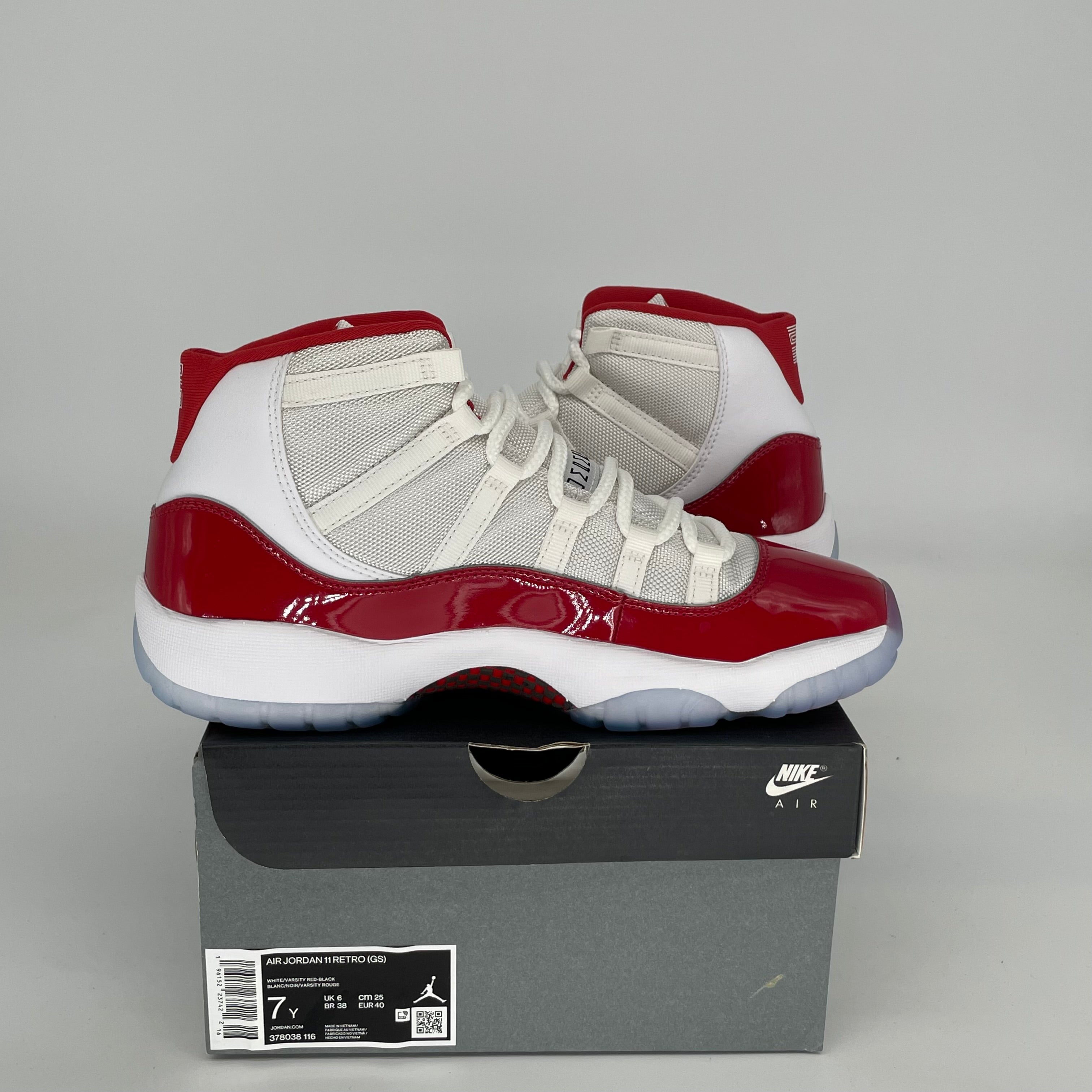 Original Air Jordan 11 Retro 'Cherry' Basketball Shoes - Size 7Y (378038-116) - Perfect for Sneaker Collectors & Court Performance