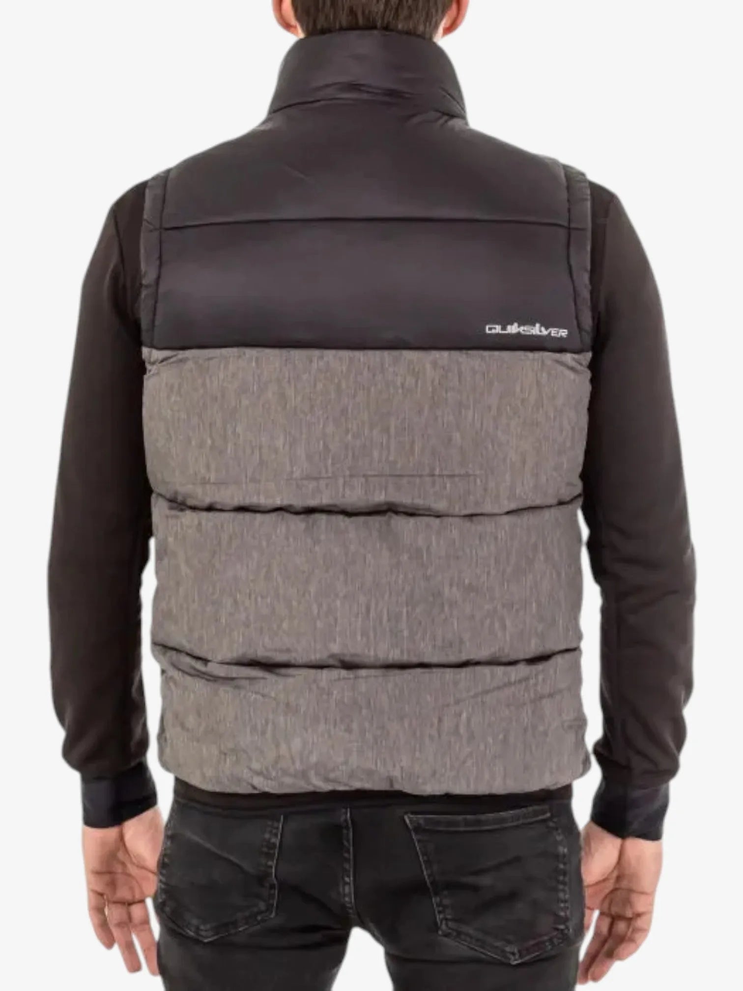 Quiksilver Wolf Shoulders Men's Vest - Grey Melange & Black | Lightweight Outdoor Jacket for Surfing, Hiking & Casual Wear