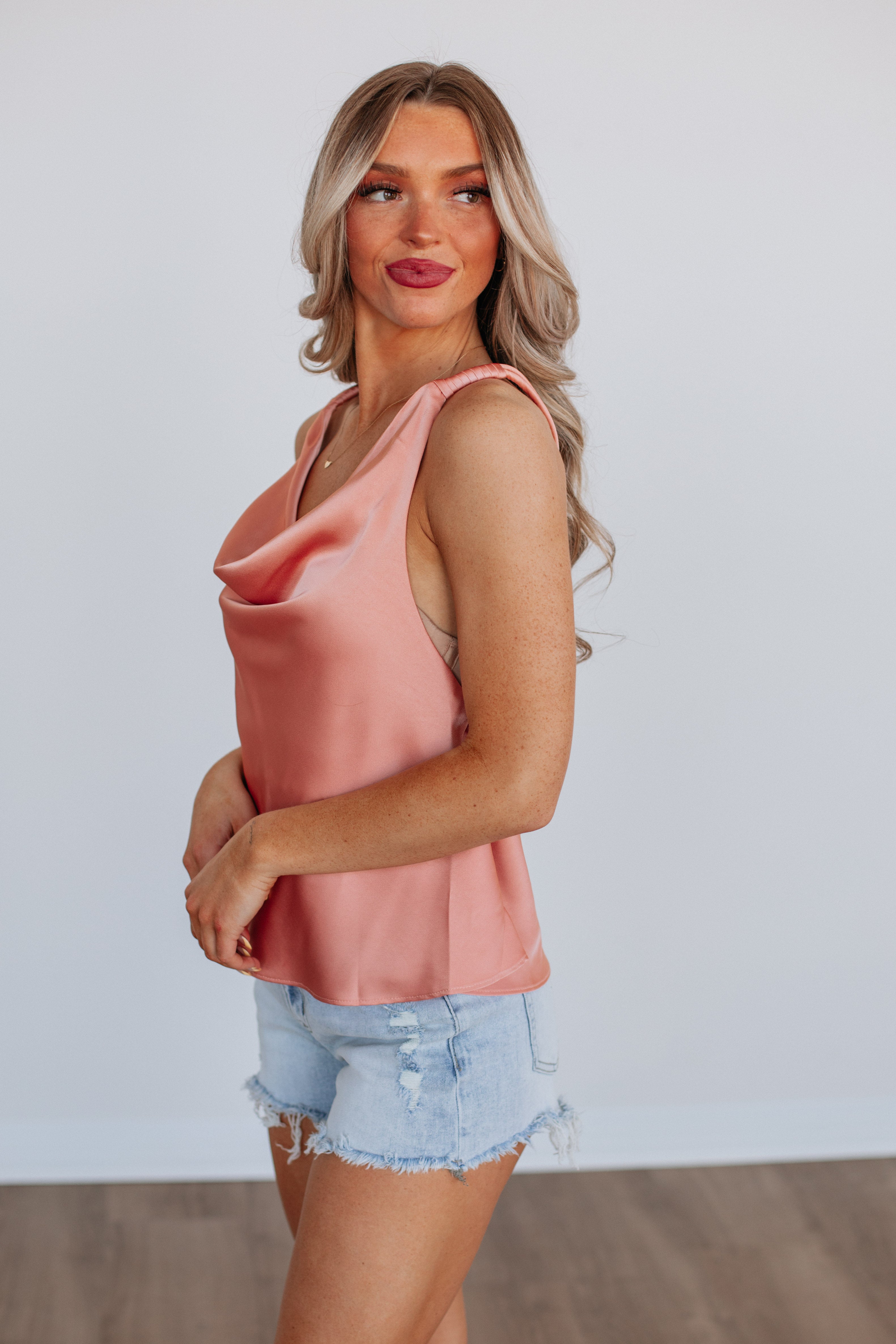 Flirty Peach Blouse - Women's Fashion Tops for Date Night & Casual Outings