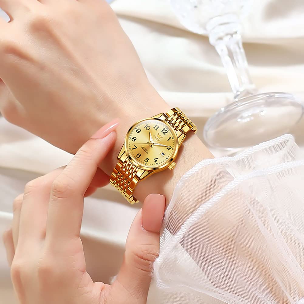 OLEVS Women's Automatic Diamond Watch - Small Face Self-Winding Ladies Dress Watch, Waterproof & Fashionable - Perfect for Business, Party & Everyday Wear