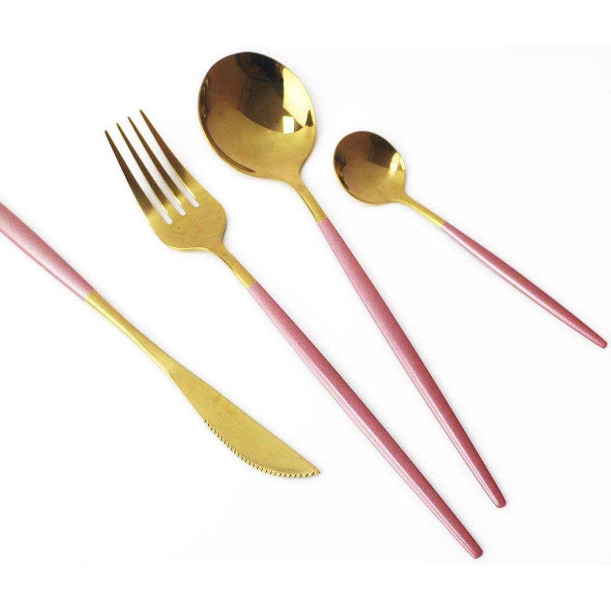 40-Piece Stainless Steel Flatware Set - 18/10 Mirror Polished Silverware with Pink Handles (Forks, Spoons, Knives) - Durable & Reusable Cutlery for Family Dinners, Parties, Restaurants & Daily Use - Service for 10 People