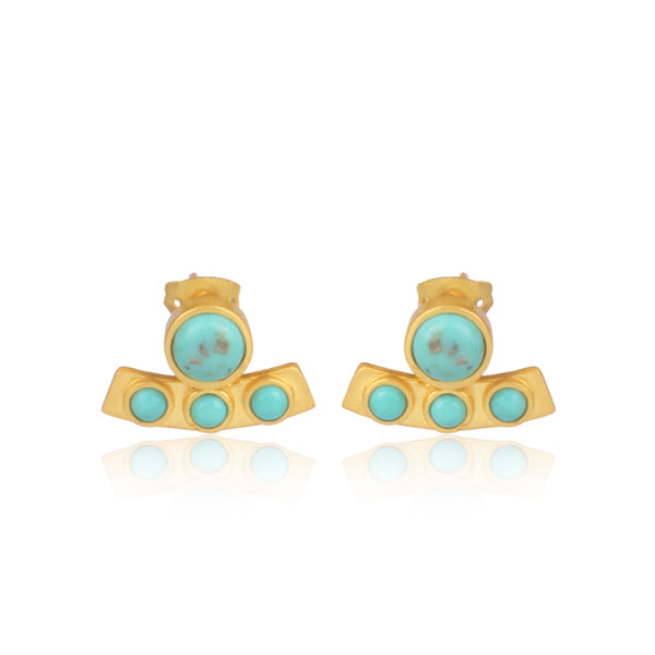 Turquoise Curved Bar Stud Earrings for Women - Dainty Boho Jewelry Gift for Her, Perfect for Everyday Wear & Special Occasions