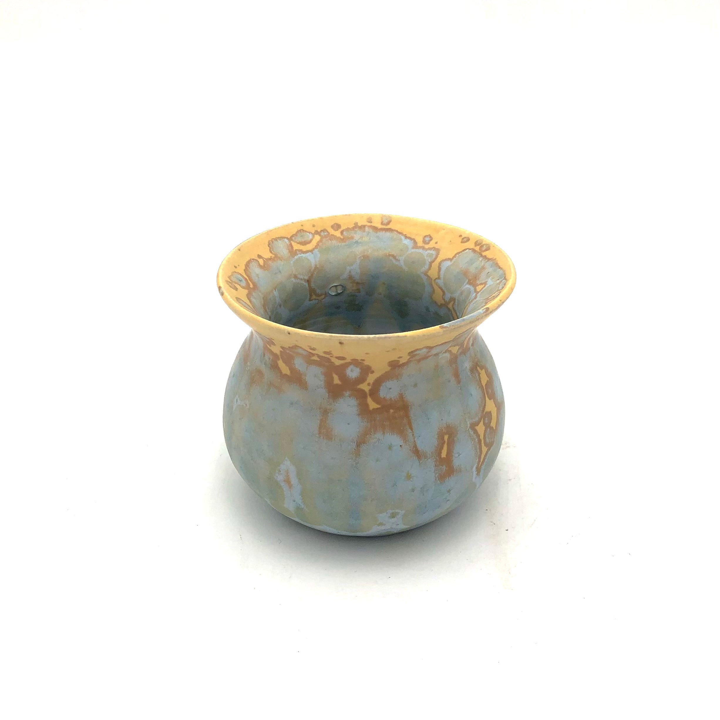 Blair Pottery Matte Crystalline Vase - Light Blue & Tan Handmade Ceramic Vase for Home Decor, Wedding Centerpiece & Gift Idea
