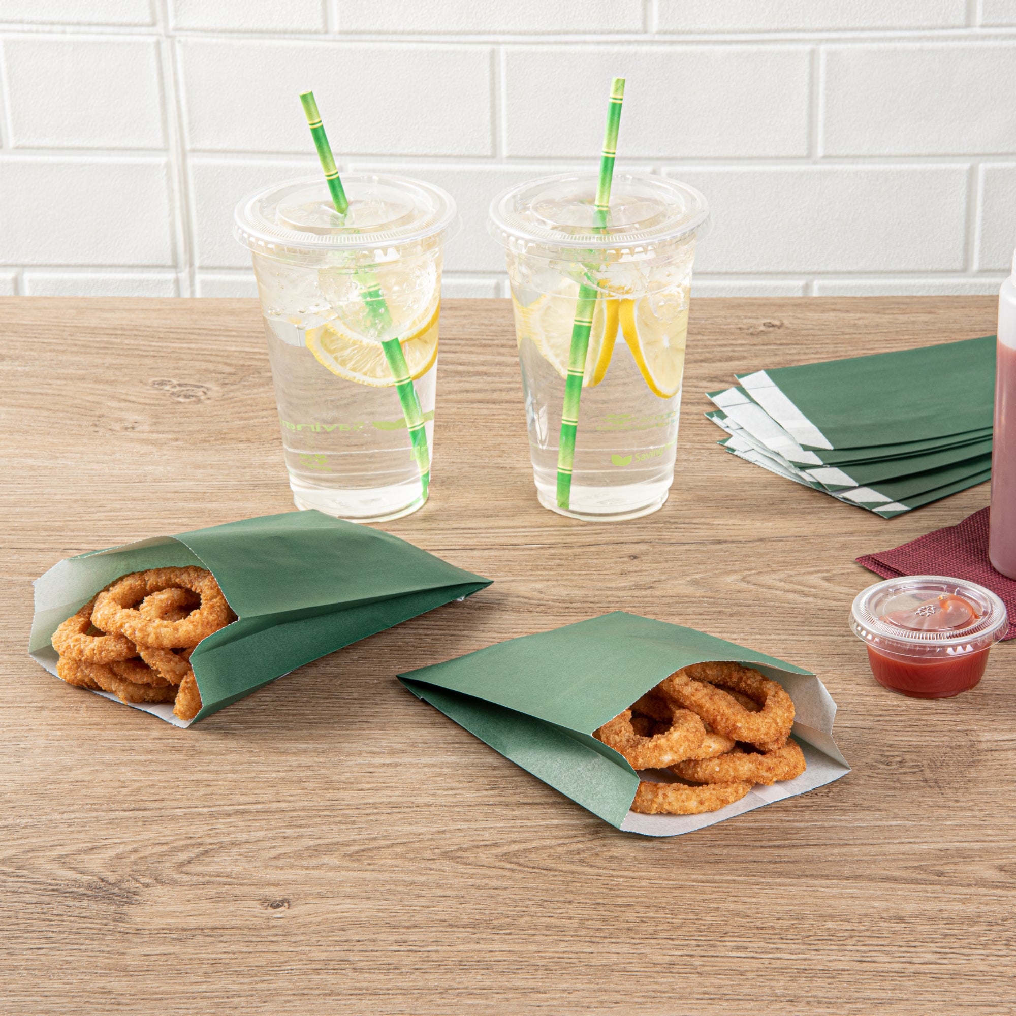 Eco-Friendly Forest Green French Fry & Snack Bags - 4.25