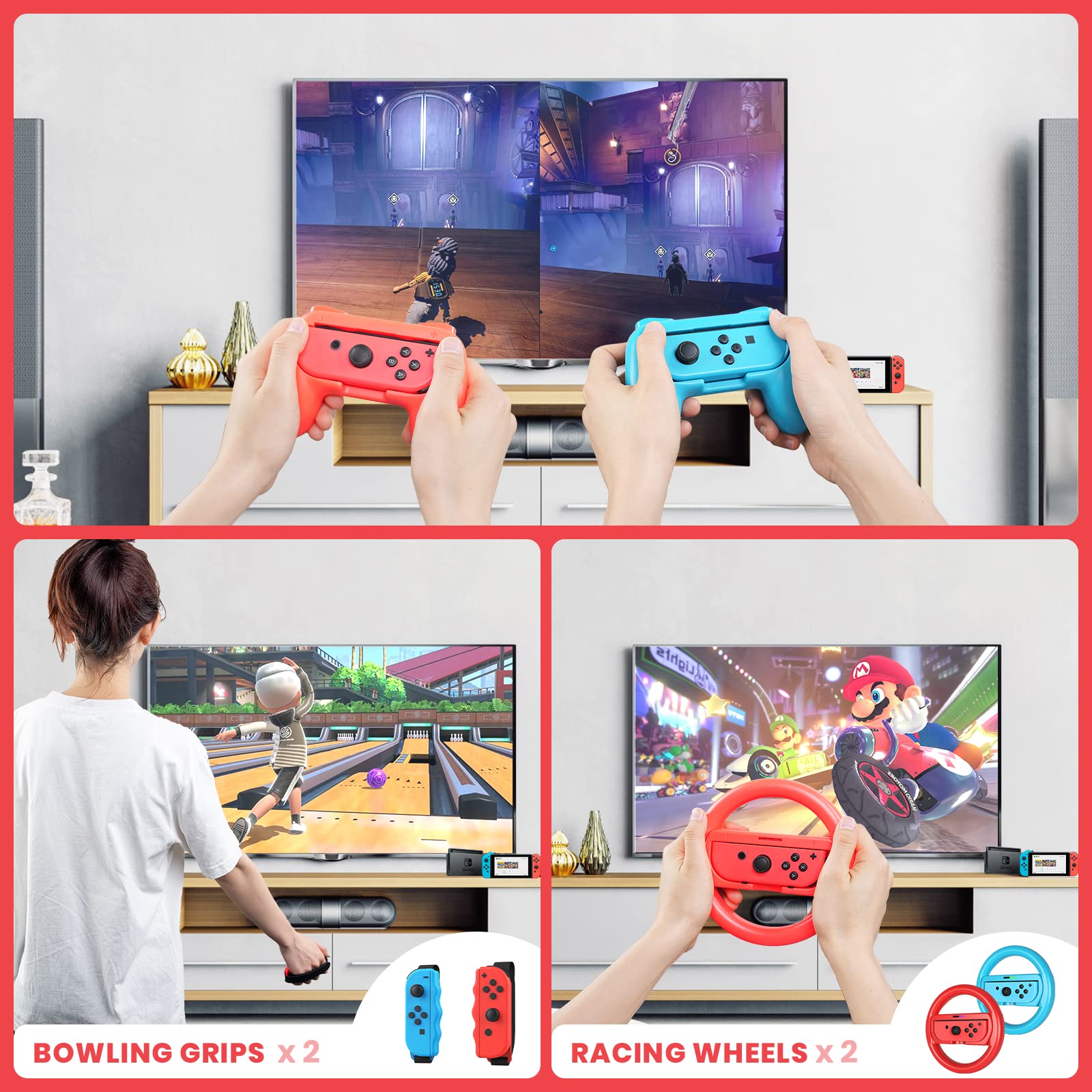 CODOGOY 18-in-1 Nintendo Switch Sports Accessories Bundle with Carry Bag - Compatible with Switch & Switch OLED for Multiplayer Family Games - Perfect for Party Play, Travel & Indoor Sports Fun