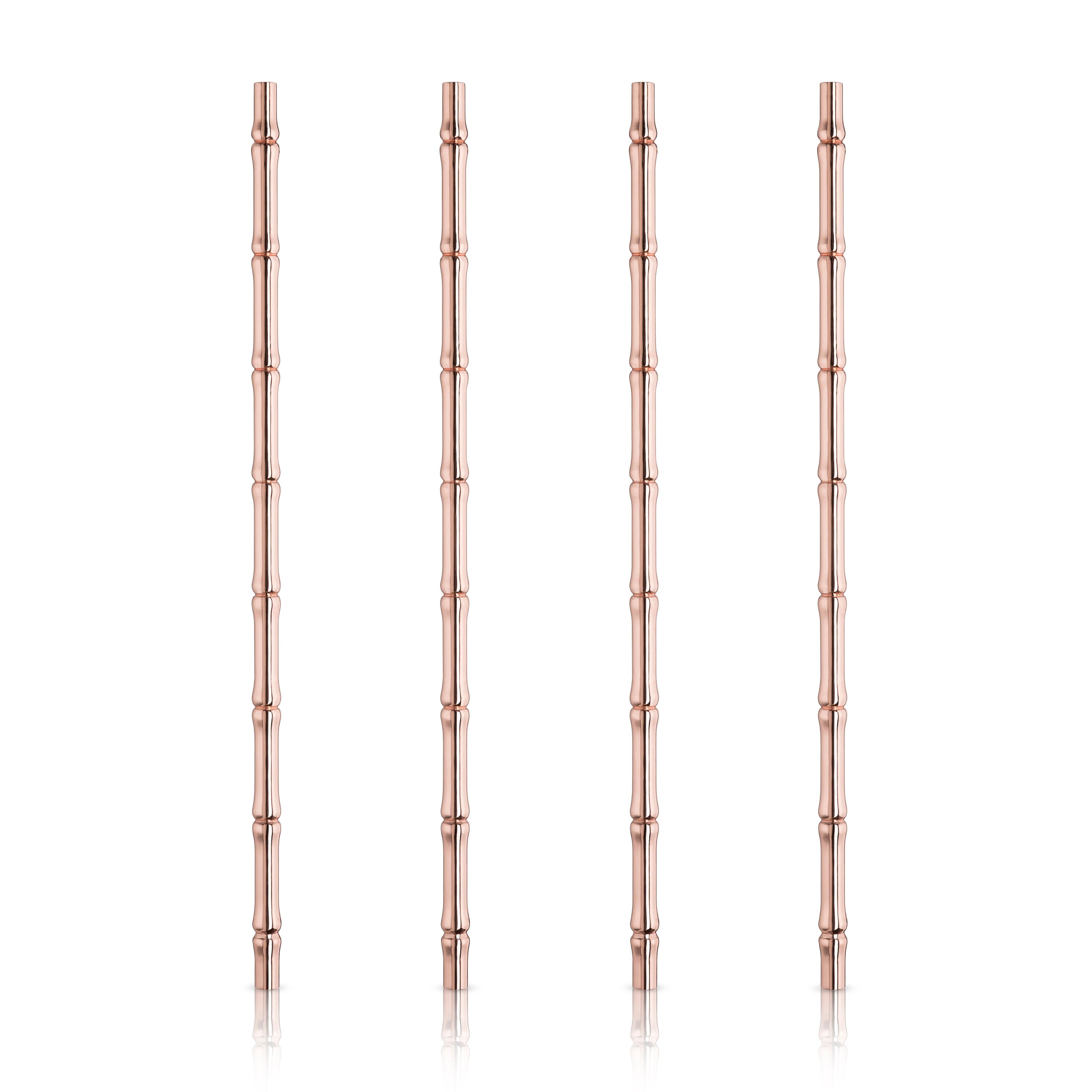 Eco-Friendly Reusable Copper Bamboo Straws Set of 4 - Sustainable Drinking Straws for Smoothies, Cocktails & Iced Coffee at Home or Restaurant