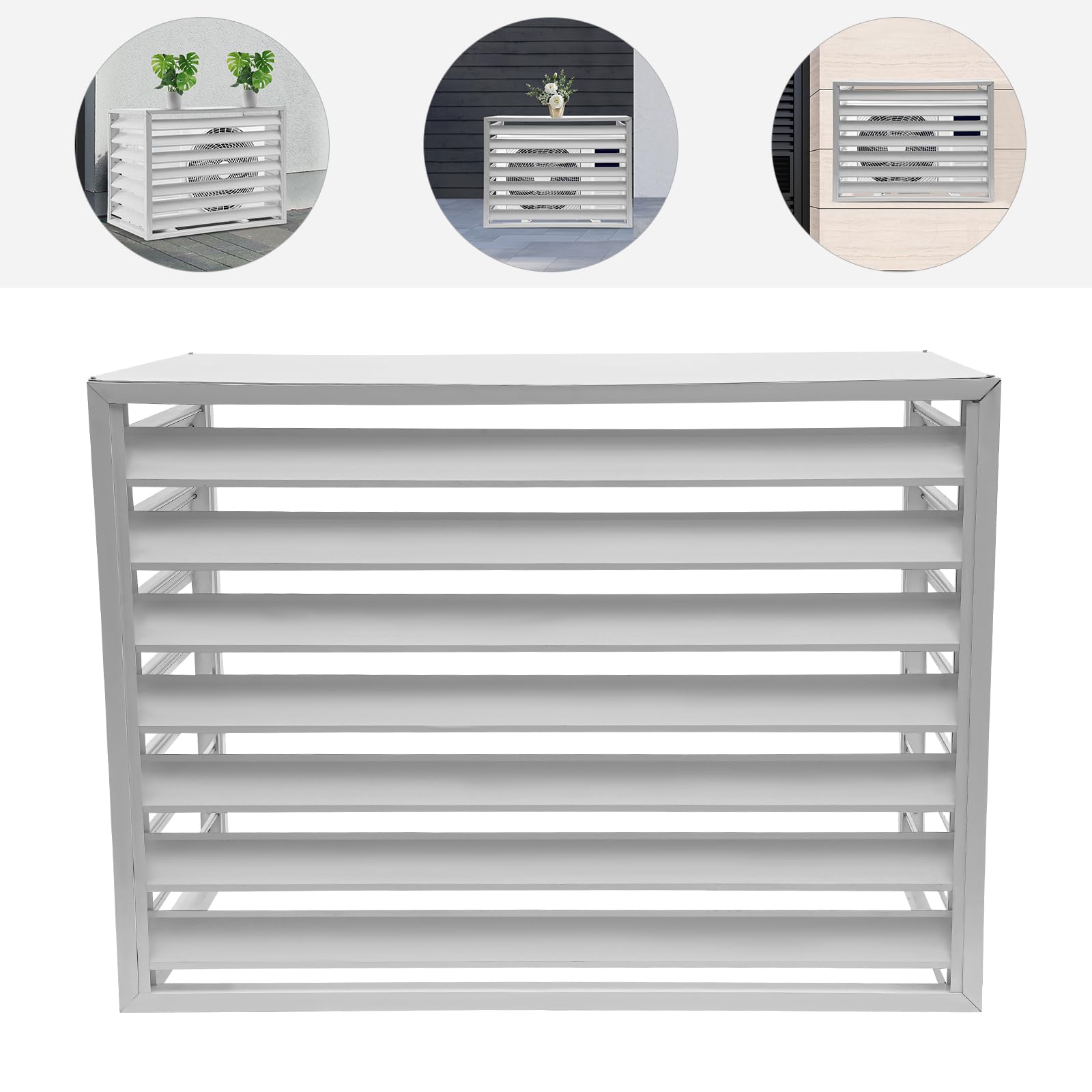 White 3-Panel Outdoor Air Conditioner Fence Privacy Screen - 40.16 x 22.05 x 31.5 Inches - Durable AC Unit Cover for Yard, Patio & Garden Decoration