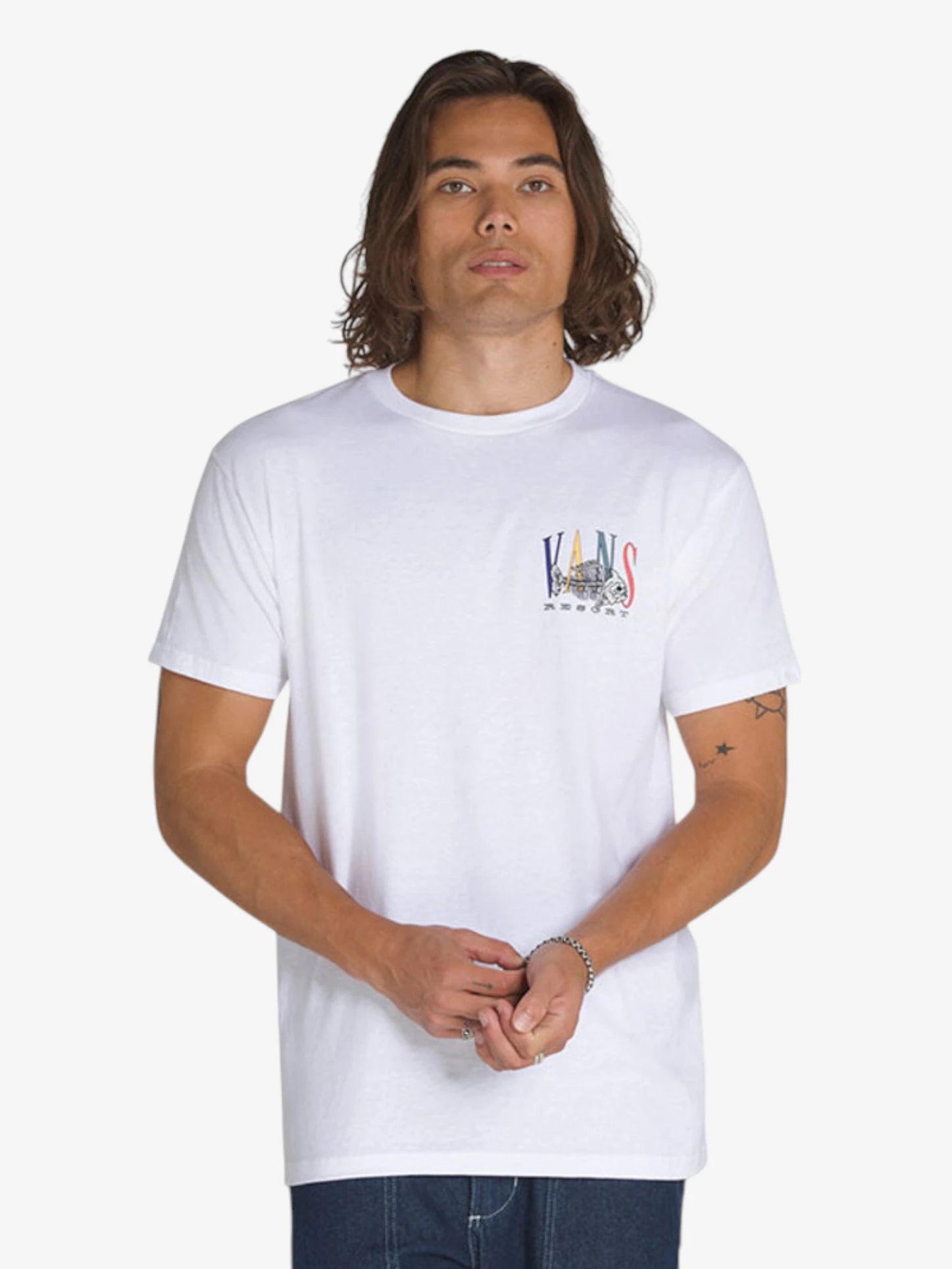 Vans Resort SS White T-Shirt for Men - Casual Short Sleeve Cotton Tee for Summer, Beach, and Streetwear Fashion