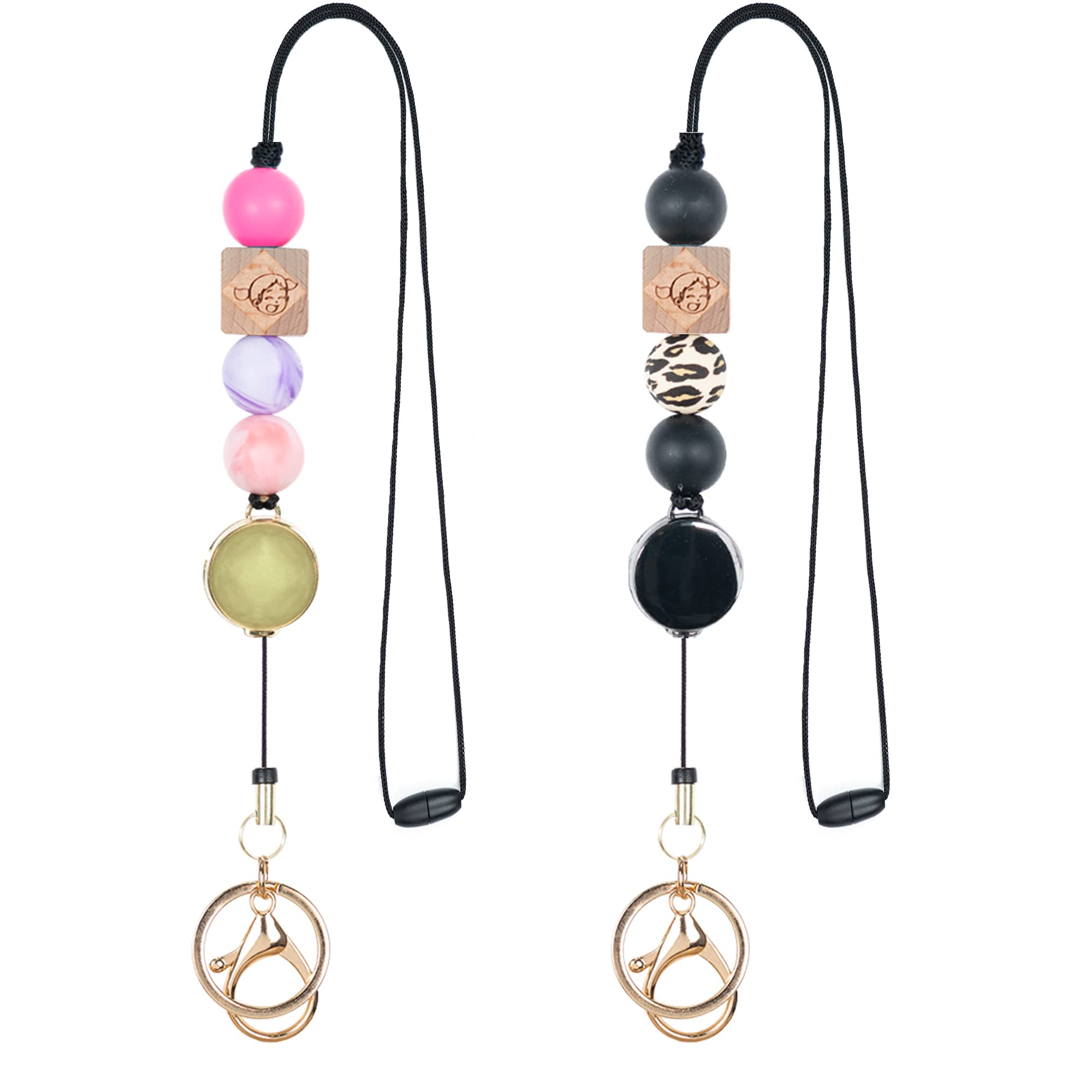 2PCS Boho Lanyards for Women - Retractable Badge & Key Holder for Teachers & Office Use