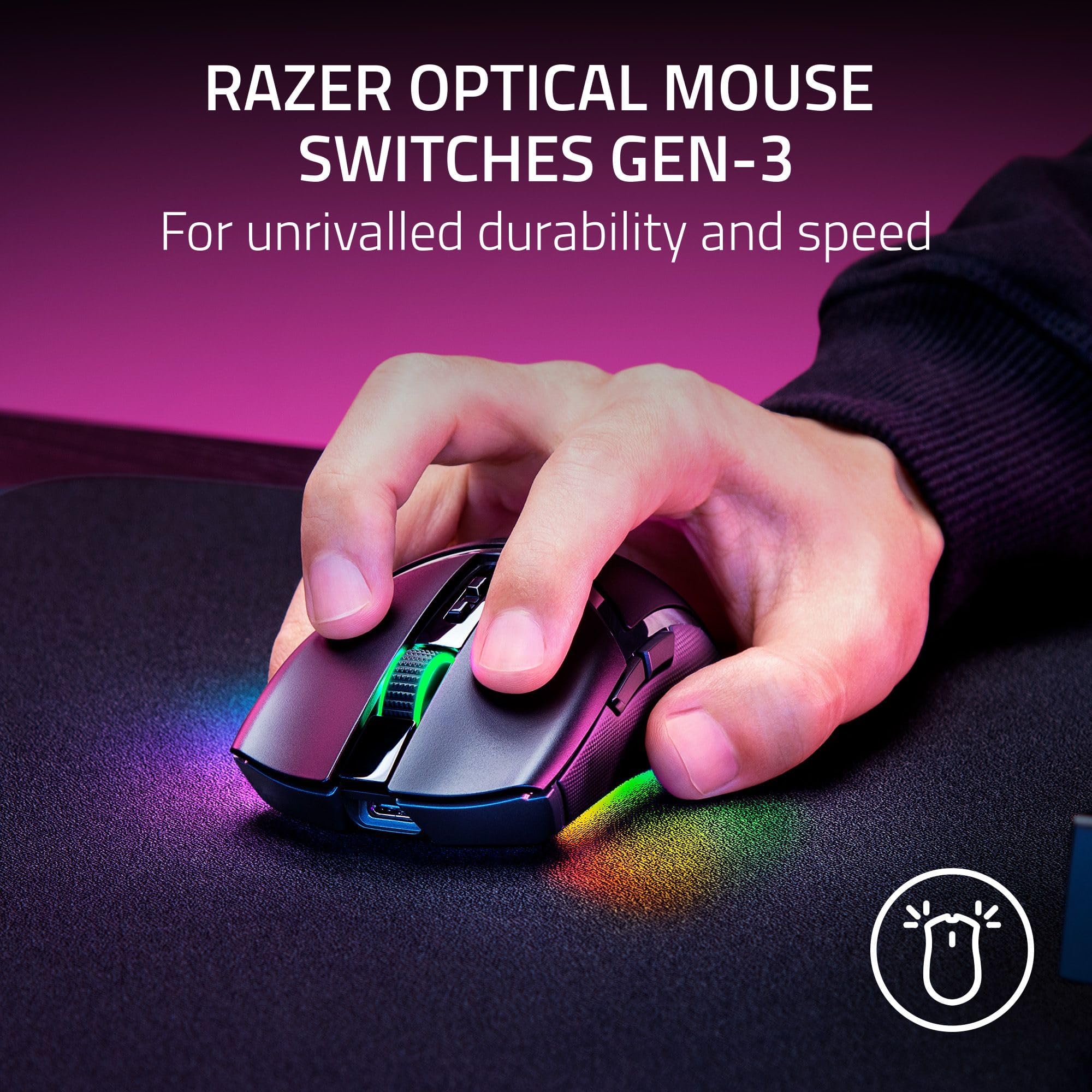 Razer Cobra Pro Wireless Gaming Mouse - 10 Programmable Buttons, Chroma RGB Lighting, 30K DPI Optical Sensor, Gen-3 Optical Switches, 2.4GHz/Bluetooth/USB-C, 170-Hour Battery (Black) - Perfect for PC Gaming, Esports & Professional Workstations