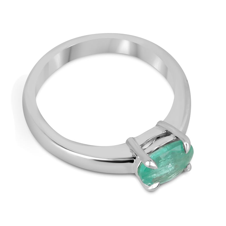 1.10ct Sterling Silver Oval Cut Emerald East to West Solitaire Ring for Women - Elegant Wedding, Engagement & Anniversary Jewelry Gift