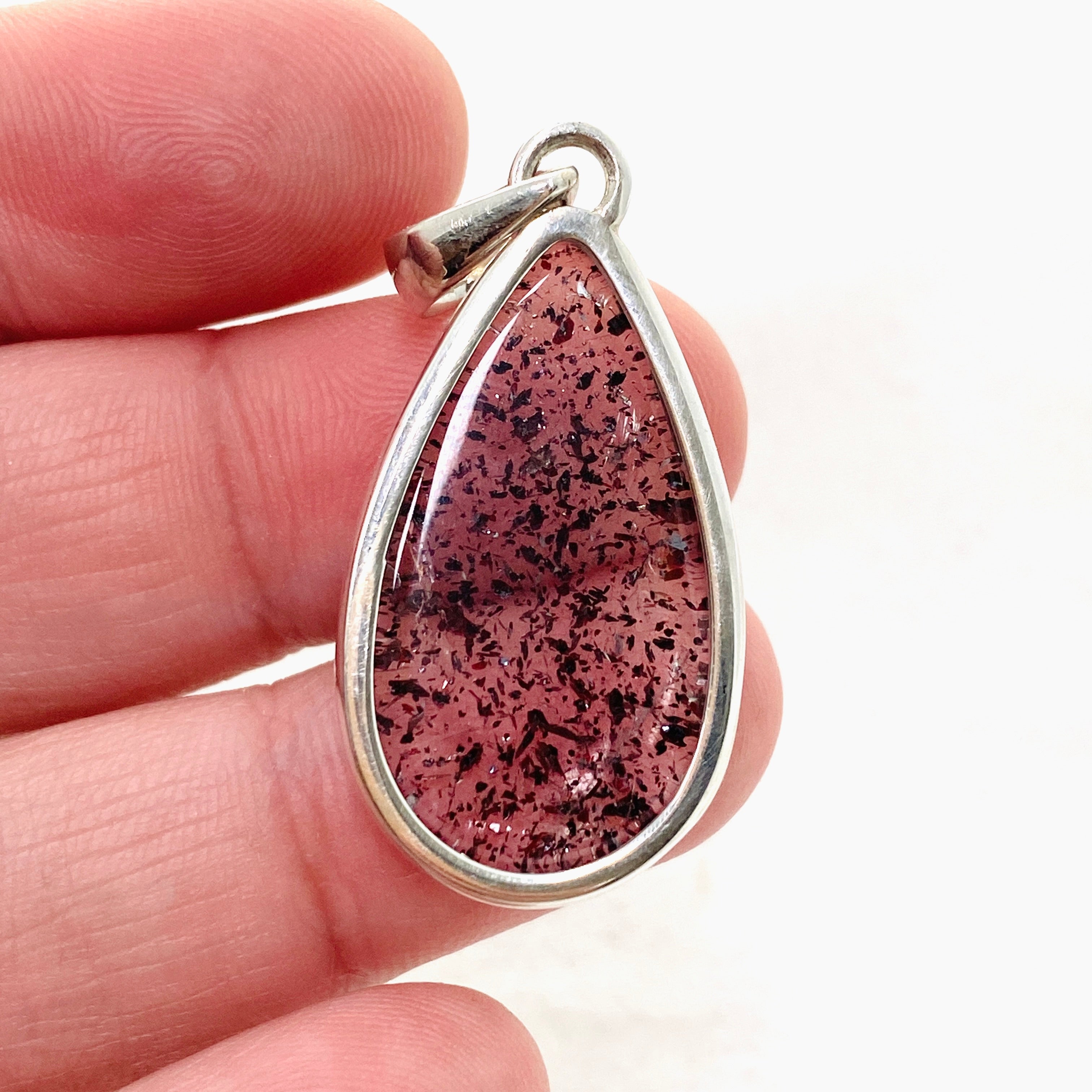 Natural Lepidicrocite in Quartz Teardrop Cabochon Pendant - Unique Crystal Jewelry for Healing & Meditation - Perfect for Energy Work, Chakra Balancing & Spiritual Gifts