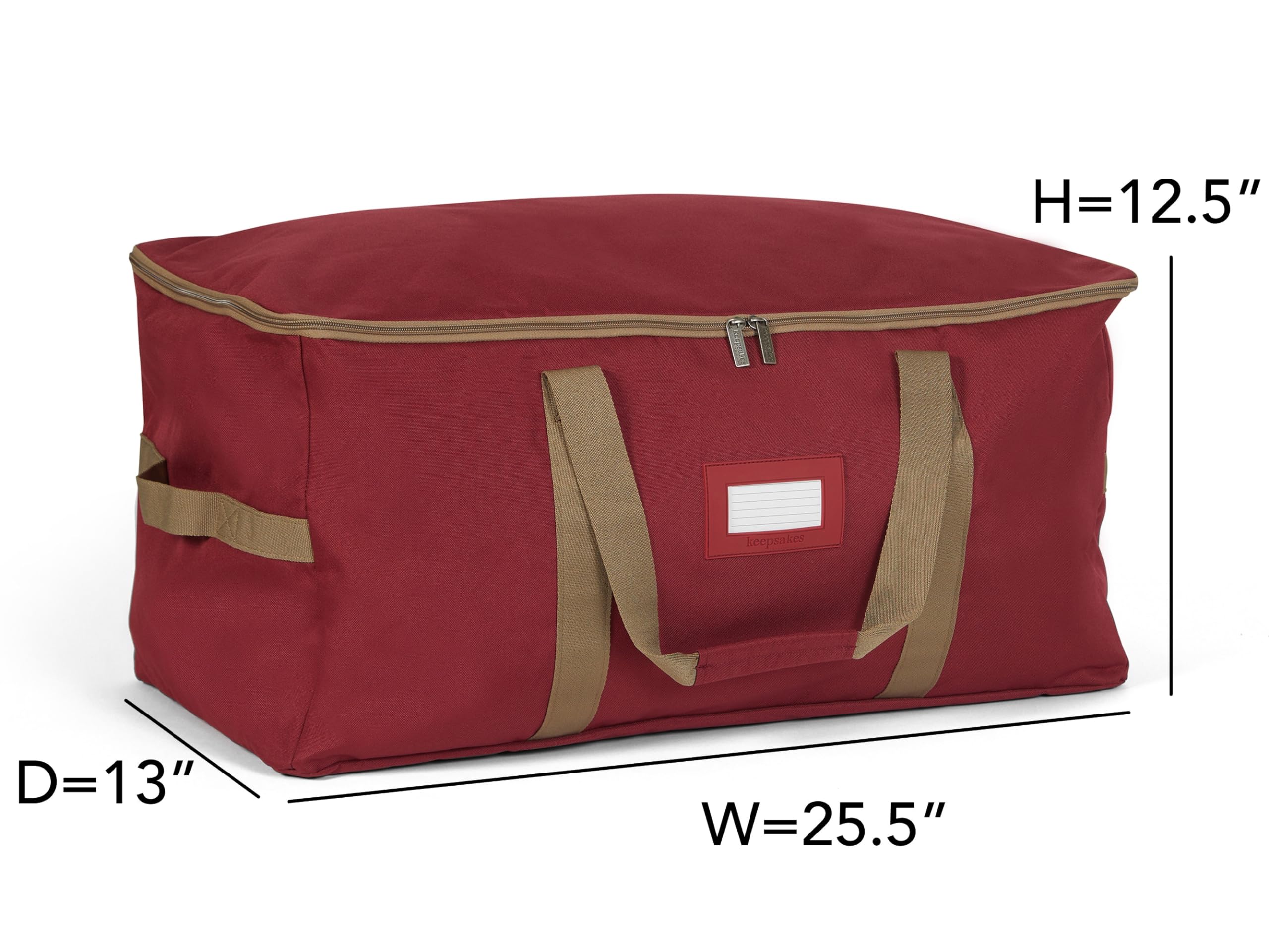 Covermates Keepsakes Adjustable Ornament Storage Bag with Carrying Handles & Padded Protection - Holiday Christmas Tree Decorations Organizer for Easy Storage & Transport (Red)
