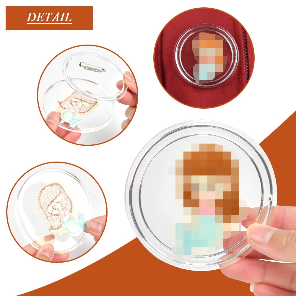 25Pcs 3.15 Inch Clear Acrylic Button Badges with Pin - DIY Photo Buttons for Crafts, School Projects, Events & Party Favors - Customizable Large Picture Buttons for Scrapbooking, Gifts & Decorations