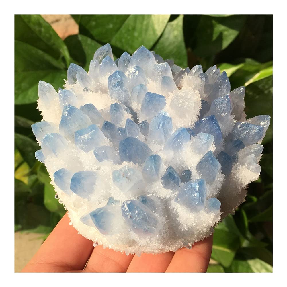 Natural Blue Quartz Crystal Cluster - 400-450g Freeform Reiki Healing Stone for Home, Office & Aquarium Decor | Spiritual Decor, Feng Shui, Meditation & Energy Healing Accessories