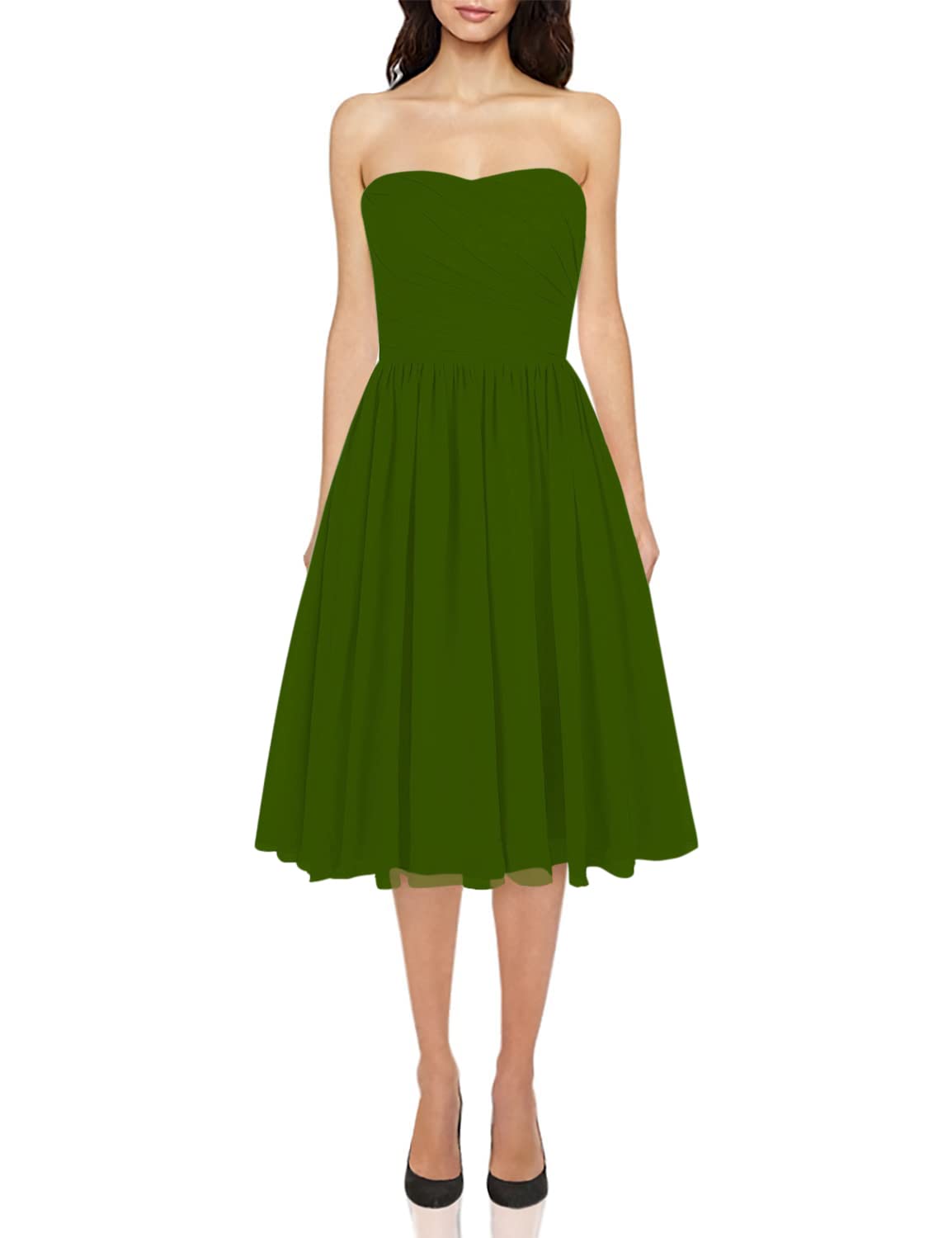 JAEDEN Short Chiffon Strapless Bridesmaid Dresses - Elegant Wedding Guest & Prom Dresses for Women - Perfect for Bridal Parties, Formal Events & Special Occasions