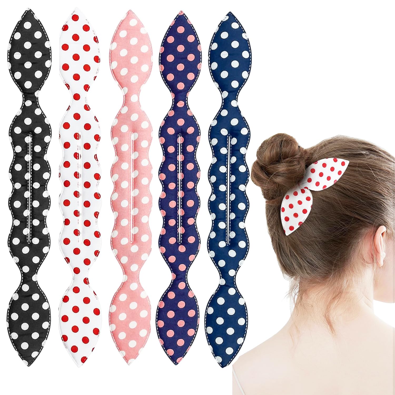 Deft Hair Accessories Set for Women & Girls | French Twist Bun Maker, Rabbit Ear Twister & Polka Dot Braiding Tool | Quick Hairstyling for Parties, Weddings & Everyday Looks