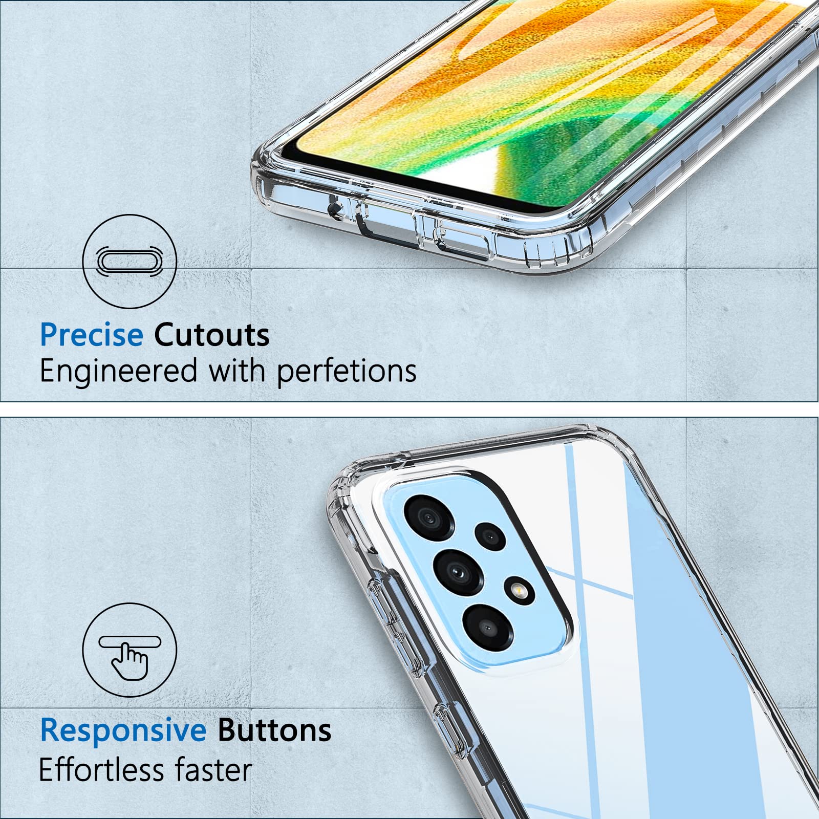 Premium 360° Full Body Shockproof Case for Samsung Galaxy A33 5G - Built-in Screen Protector, TPU Silicone Bumper & Anti-Scratch Cover (Clear) | Perfect for Daily Protection, Outdoor Activities & Work Commutes