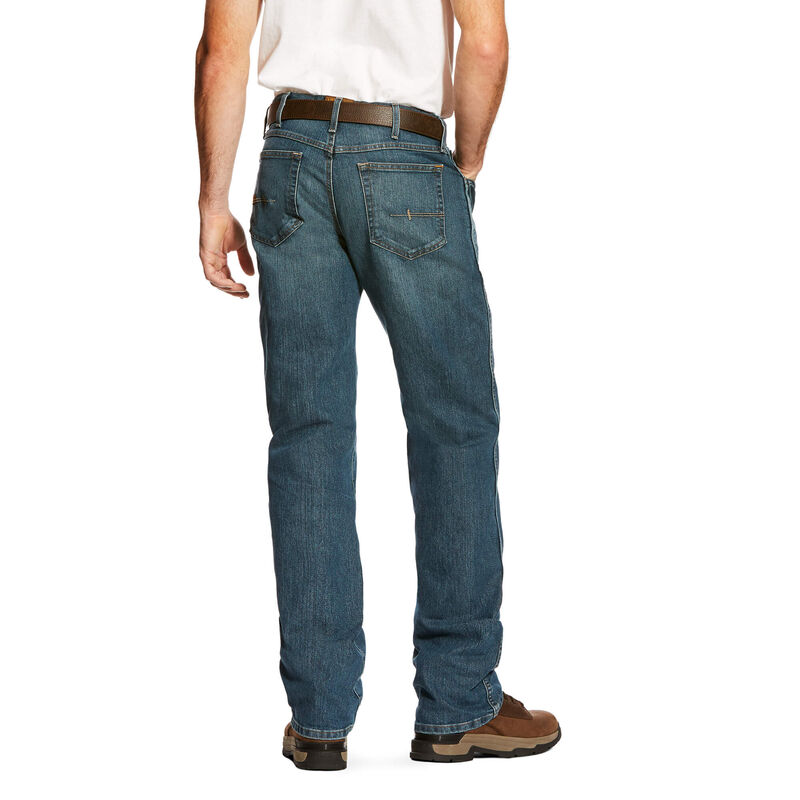 Ariat Men's Rebar M4 Relaxed Fit DuraStretch Boot Cut Jeans - Carbine Wash | Comfortable Work & Casual Denim Pants for Ranch, Riding & Everyday Wear