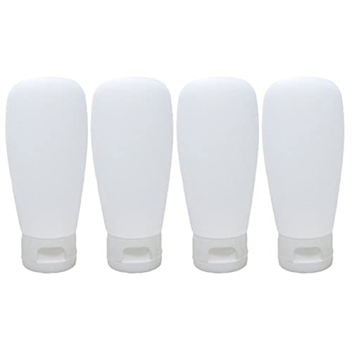 FRCOLOR 4-Piece Silicone Travel Bottle Set (60ml) - Leak-Proof Refillable Squeezy Lotion & Shampoo Containers for Toiletries | Perfect for Air Travel, Gym, Camping & Vacation Essentials
