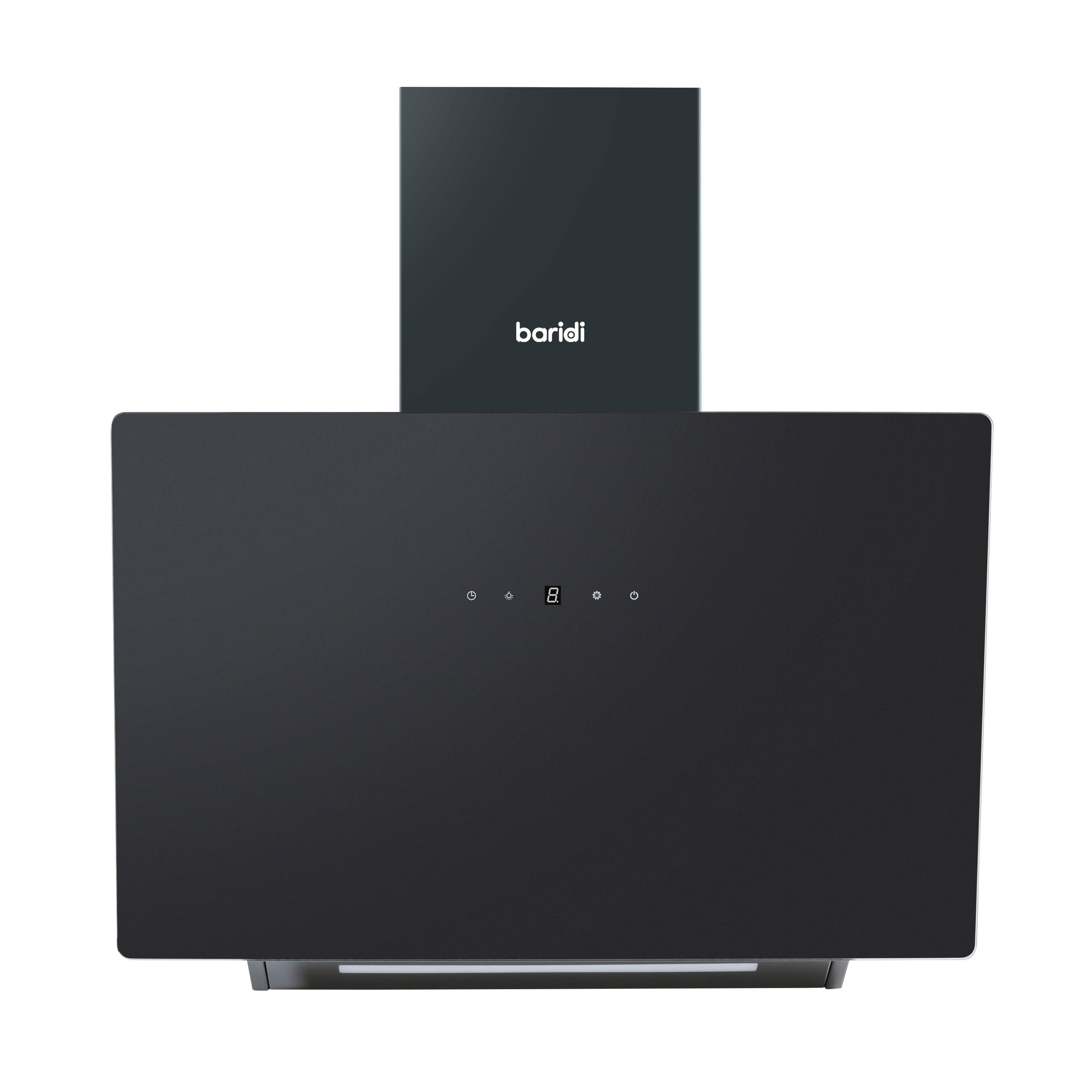 Baridi 60cm Angled Chimney Range Hood with Carbon Filters - Touch Control & LED Lighting - Black Glass Kitchen Exhaust Fan - Perfect for Modern Kitchens, Apartments & Open-Plan Homes (Model DH105)