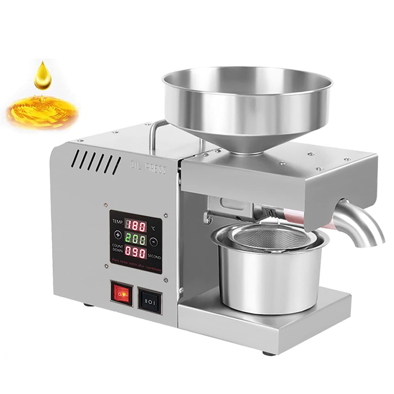 Stainless Steel Automatic Oil Press Machine - Cold & Hot Press for Peanut, Soybean, Rapeseed Oil - LCD Display with Temperature Control - Perfect for Home Kitchen & Small Business Oil Extraction