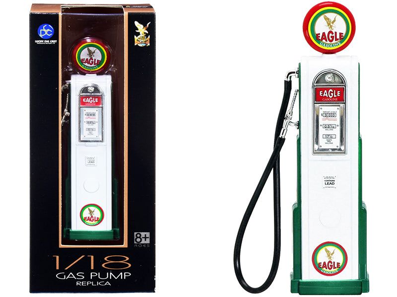 Vintage Eagle Gasoline 1/18 Scale Diecast Gas Pump Replica - Collectible Antique Fuel Dispenser Model for Car Enthusiasts & Home Decor Display