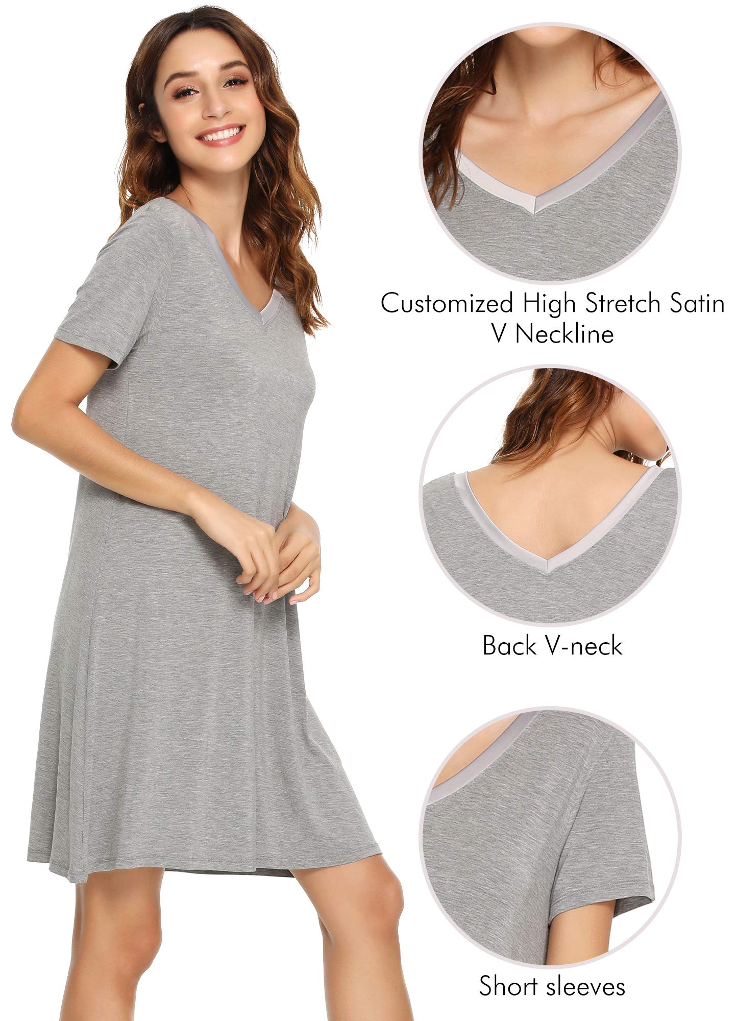 WiWi Soft Women's Viscose Bamboo Nightgowns - Plus Size Short Sleeve Sleepwear Pajamas (Sizes S-4X) for Comfortable Sleep & Lounge Wear
