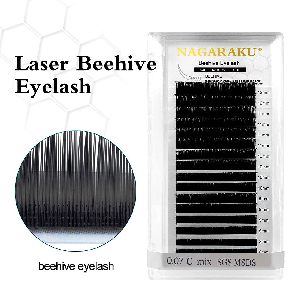 NAGARAKU 0.07mm C Curl Matte Black Individual Cluster Eyelash Extensions - 14mm Length, 16 Rows for Professional Salon Use | Long Lasting False Lashes for Volume & Natural Look | Perfect for Bridal, Party & Special Occasion Makeup