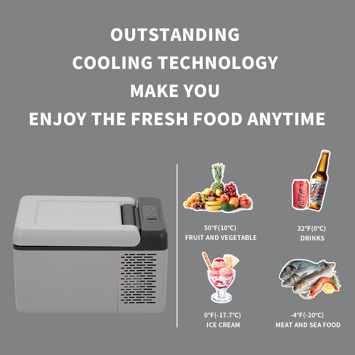 Alpicool C9 Portable Mini Car Refrigerator - 12V/24V DC & 110V AC, Compact Freezer for Road Trips, Camping & Travel - Certified Refurbished