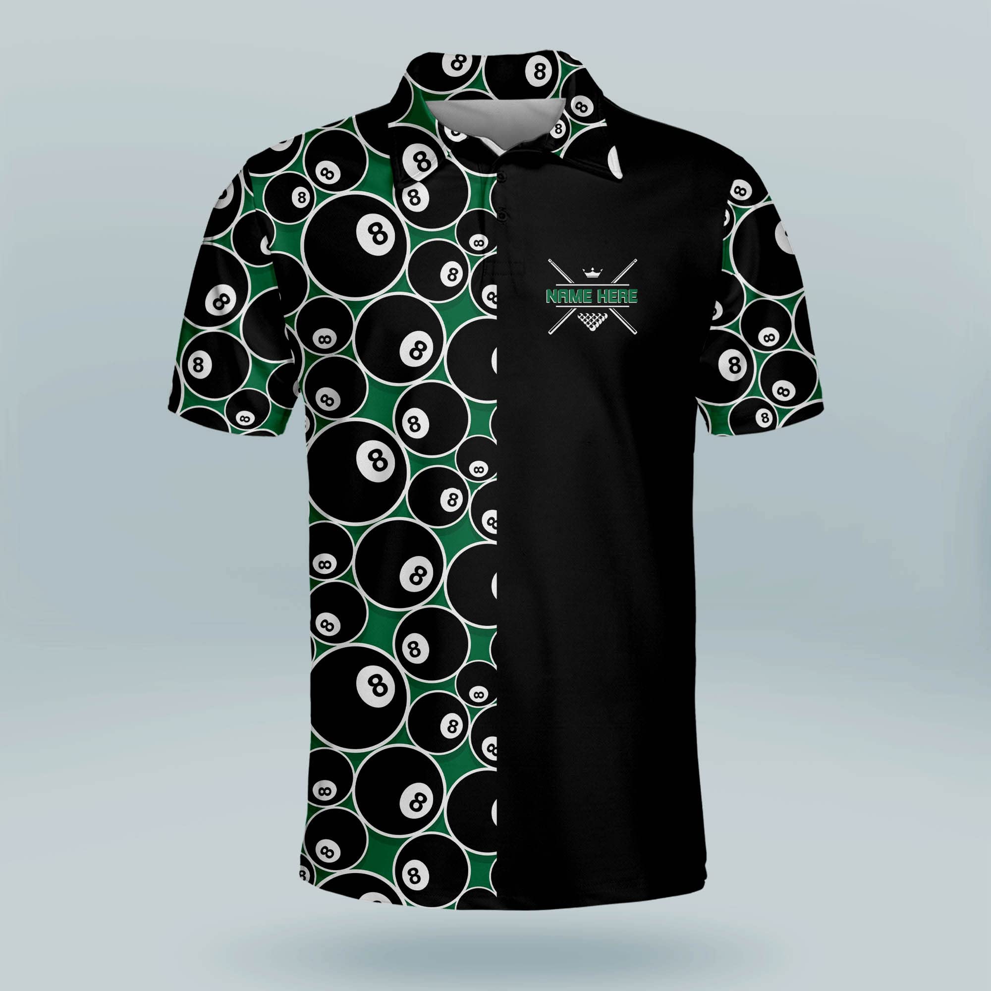 LASFOUR Custom Funny Billiard Polo Shirts for Men - Moisture Wicking Short Sleeve Golf Shirts - Perfect Gift for Pool Players & Billiards Enthusiasts - Great for Casual Wear, Pool Parties & Game Nights