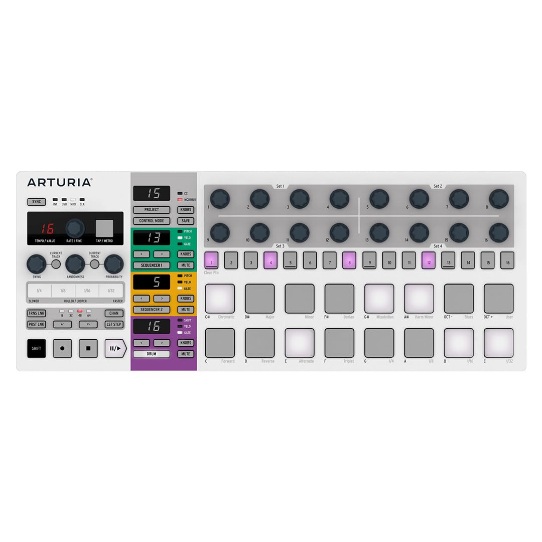 Arturia BeatStep Pro MIDI Controller & Sequencer with Aftertouch, Velocity Sensitivity, 2 Melodic Sequencers, Drum Sequencer, 16 Pads for Music Production | Perfect for Studio Recording, Live Performance & Beat Making