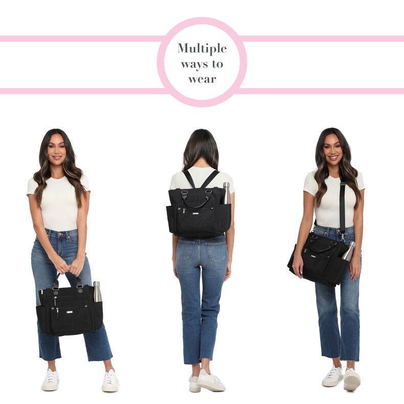 Baggallini 3-in-1 Convertible Backpack with RFID Protection & Phone Wristlet - Stylish Travel Bag for Women, Perfect for Commuting, Shopping & Airplane Carry-On