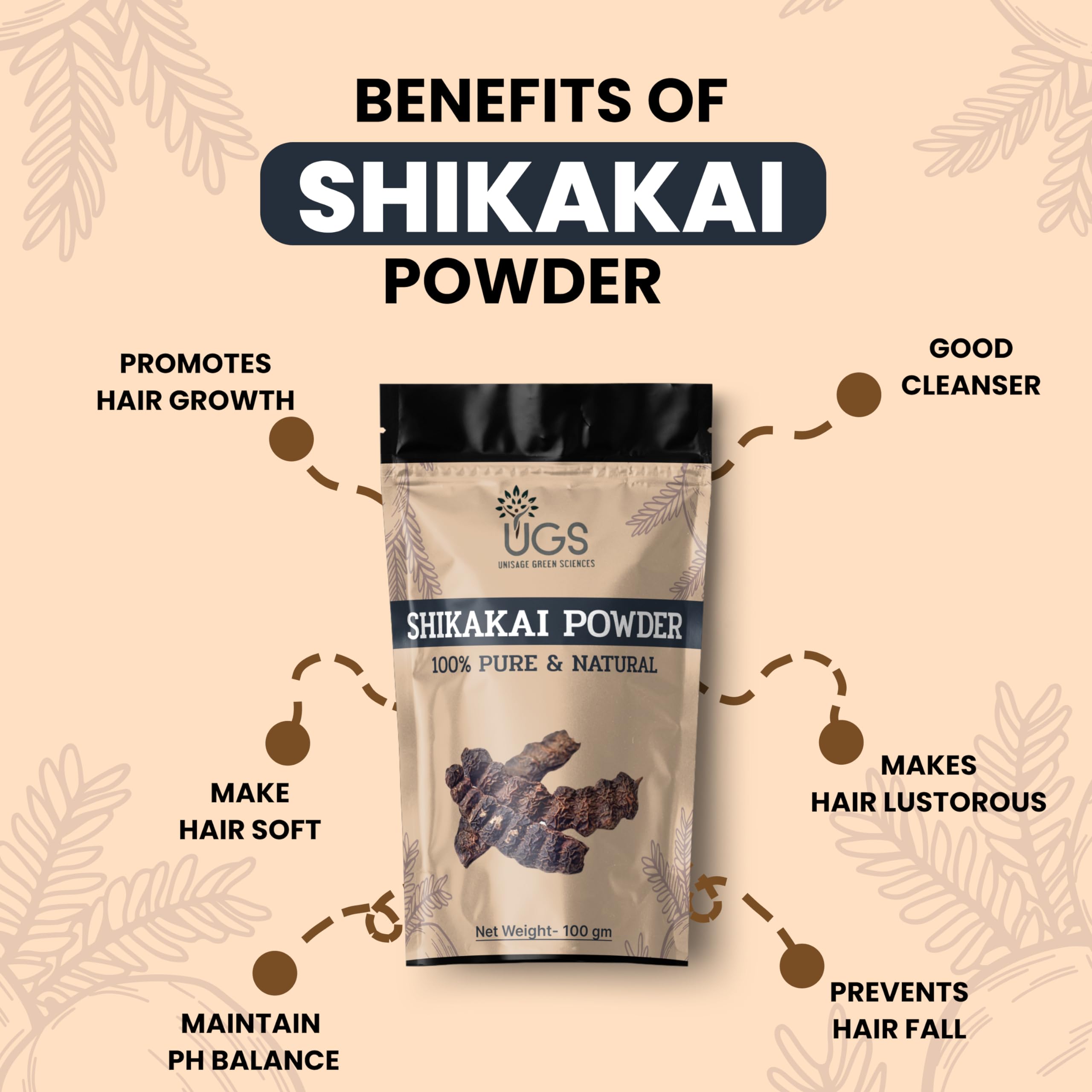 100% Pure & Natural Shikakai Powder (100g) - Best Ayurvedic Hair Conditioner & Cleanser for Stronger, Healthier Hair | Perfect for DIY Hair Masks, Scalp Treatments & Natural Hair Care Routine