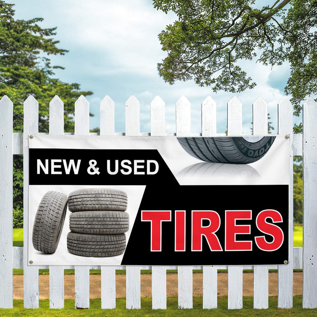 Vinyl Banner 36x72 Inches - Weatherproof Outdoor Sign with 6 Grommets for Auto, Car & Vehicle Advertising | Perfect for Tire Shops, Industrial Yards & Business Promotion