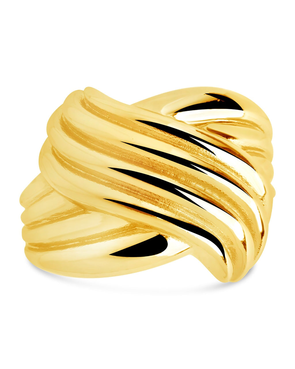 Plié Textured Statement Ring for Women - Elegant Gold Plated Fashion Jewelry - Perfect for Parties, Weddings & Everyday Wear